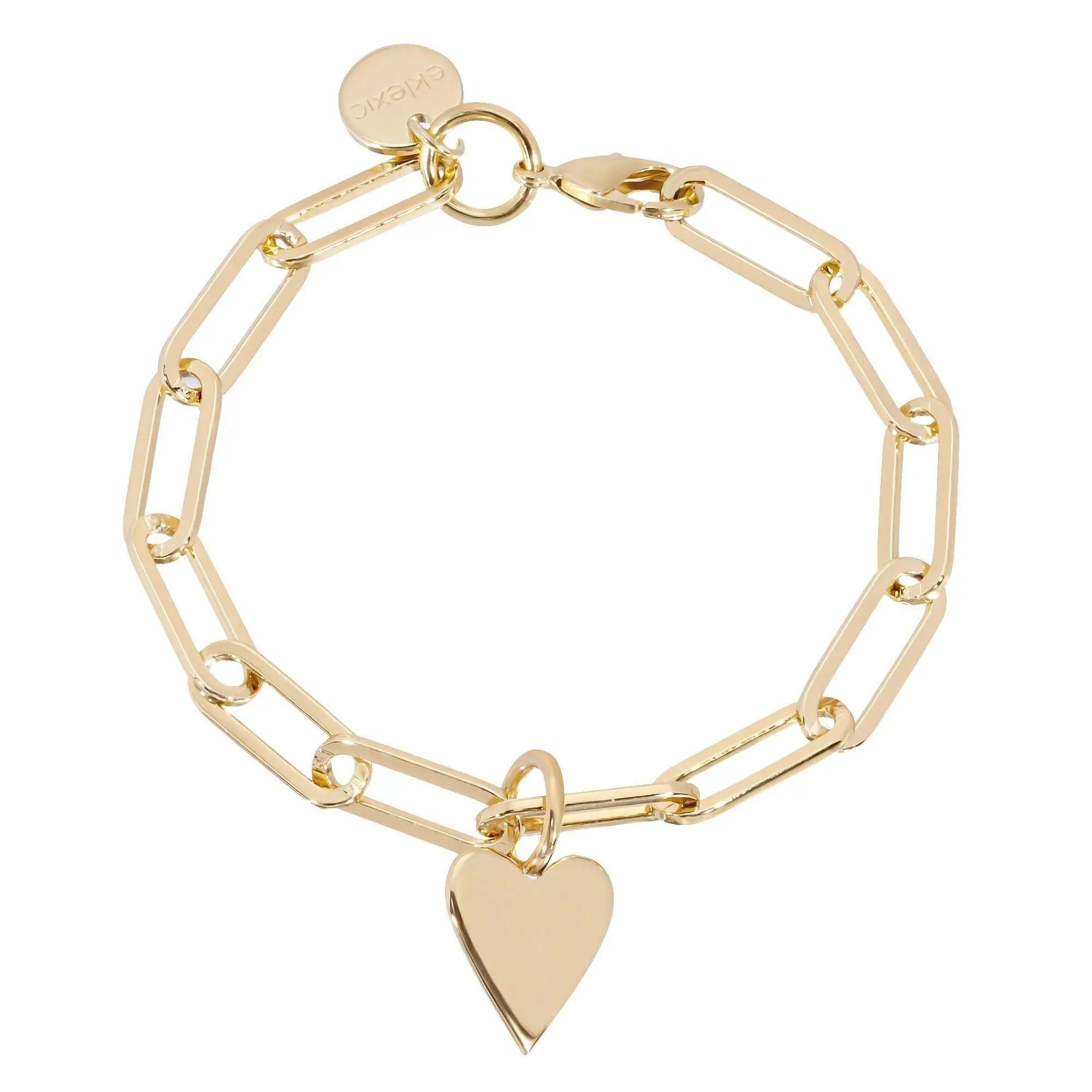 Gold-tone paperclip chain bracelet with heart charm from the Charm Bracelets collection