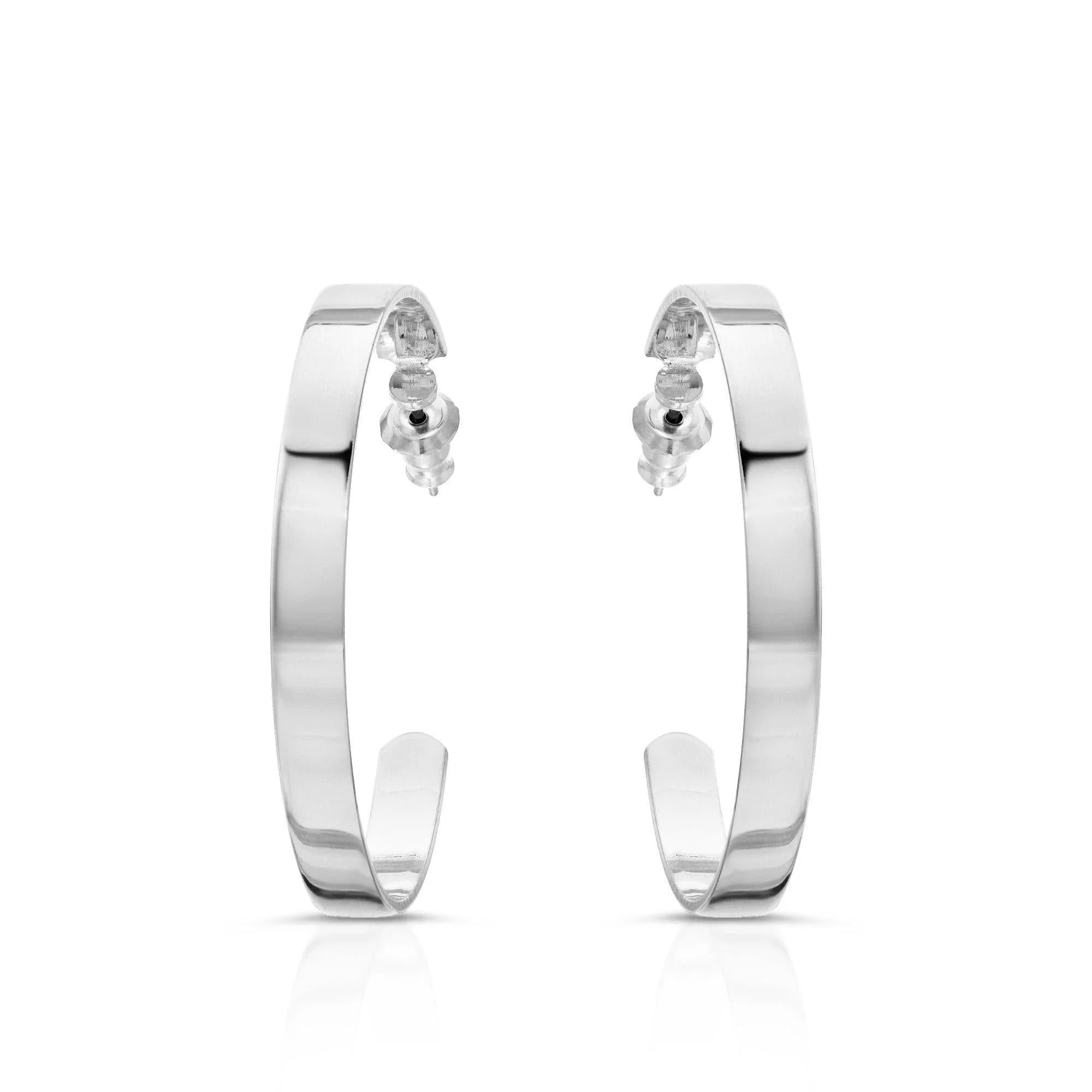 Shiny silver 1.5 inch Isla Hoops earrings perfect for everyday style