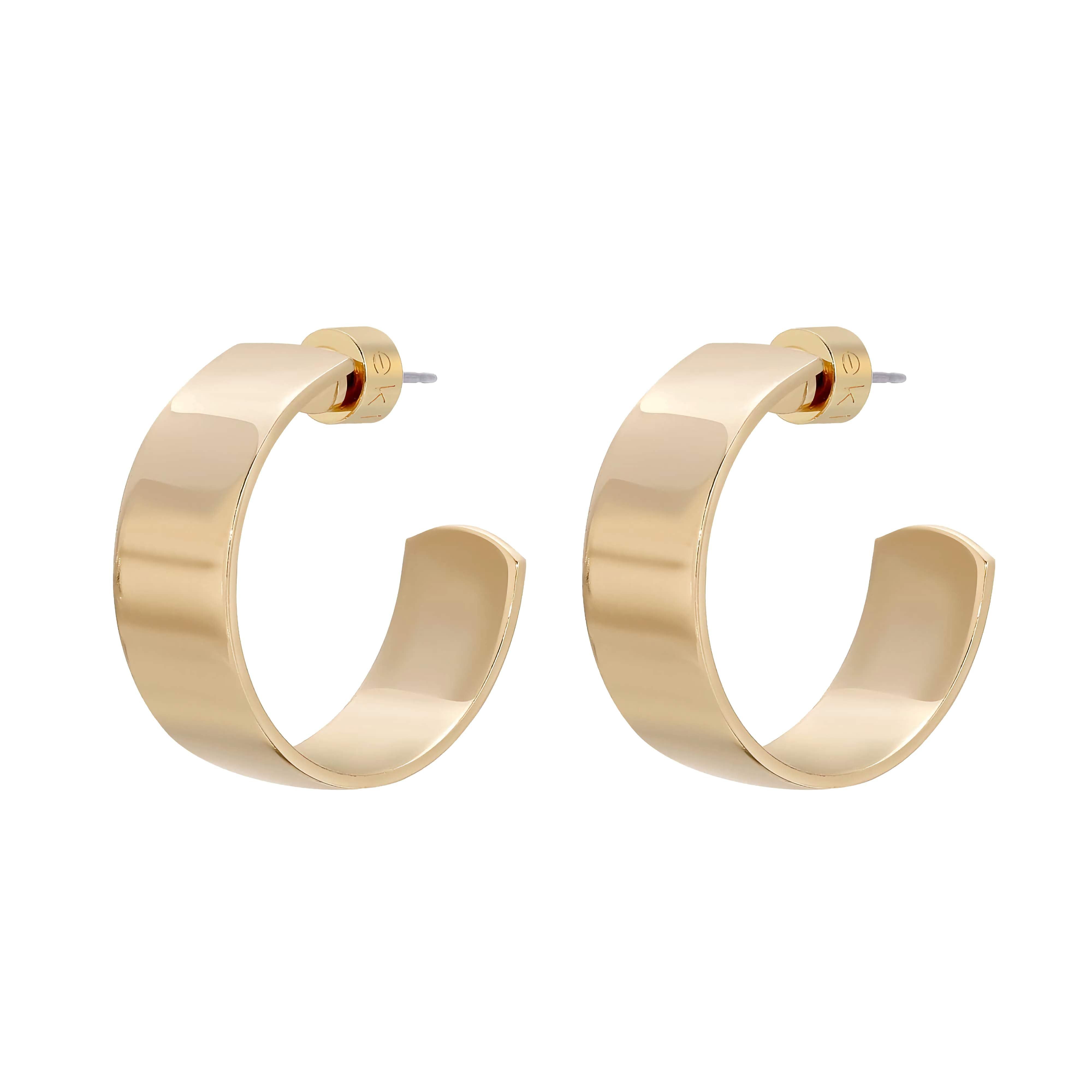 Gold hoop earrings called 1 Skylar Hoops shown in this image