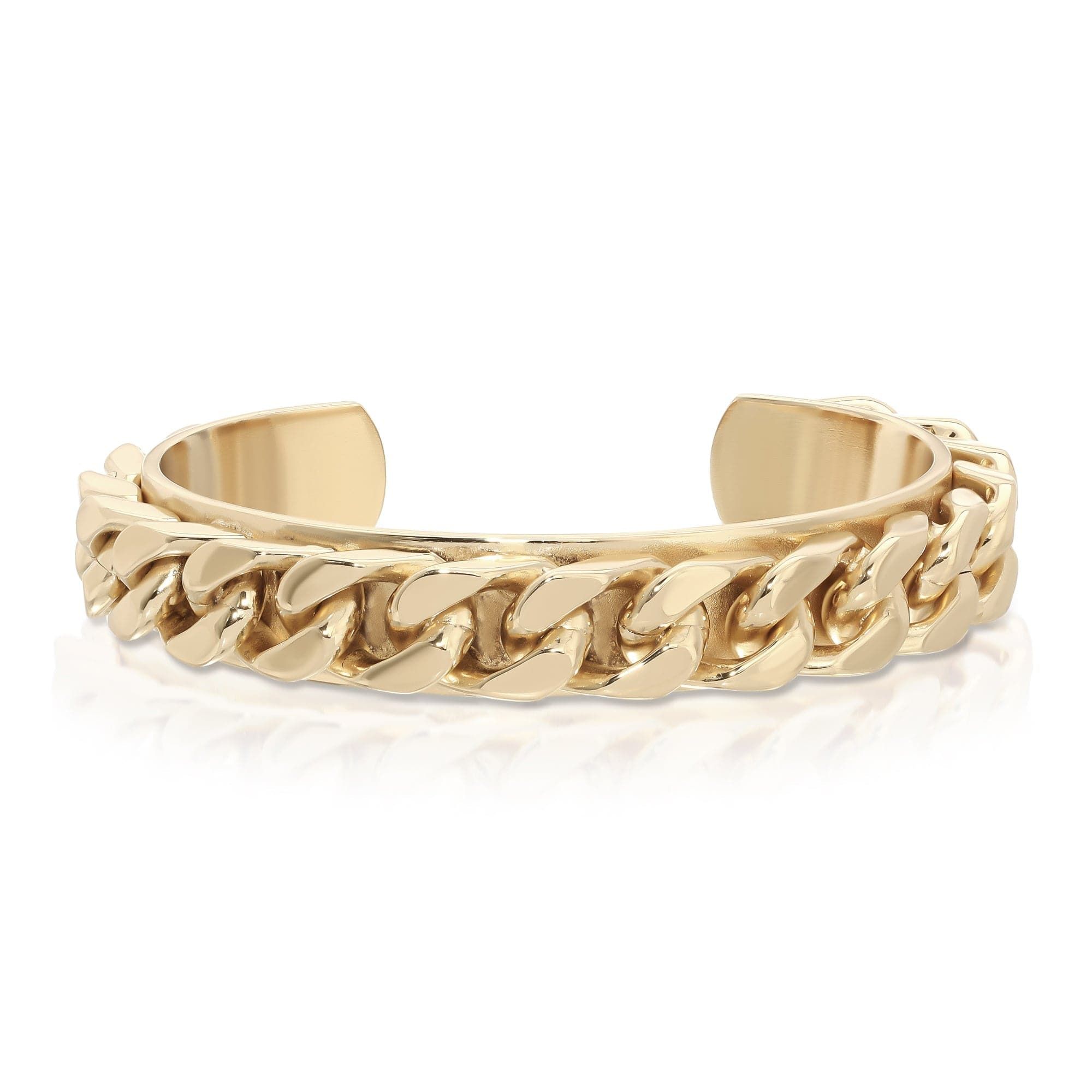 Gold chain-link cuff bracelet from 1/2 Inch Curb Chain Cuff collection