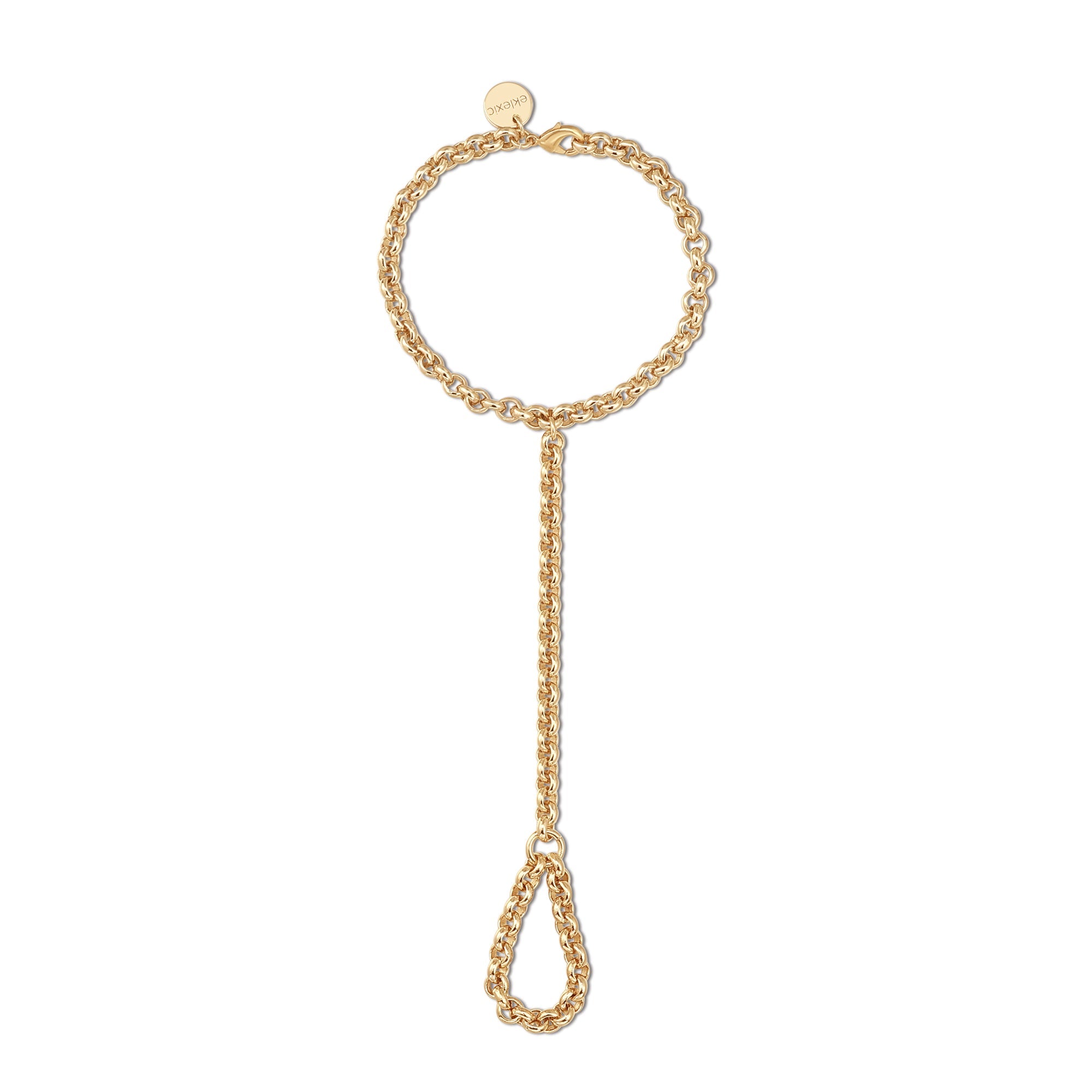 Gold-toned chain hand bracelet from the Raya Hand Chain collection