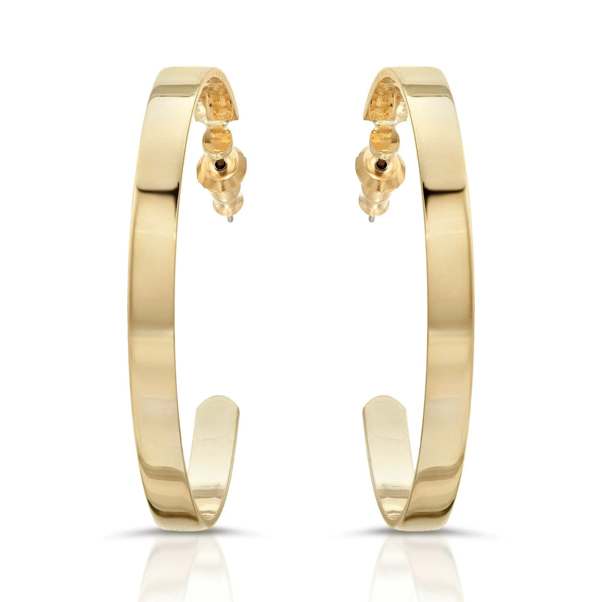 Shiny gold hoop earrings from the 2.5 Inch Isla Hoops collection perfect for any style
