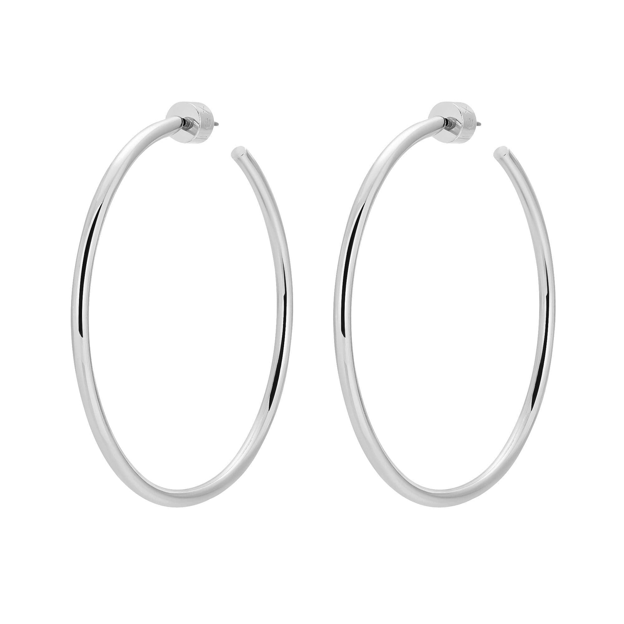 Shiny silver hoop earrings from 2 Ultimate Hoops perfect for everyday wear