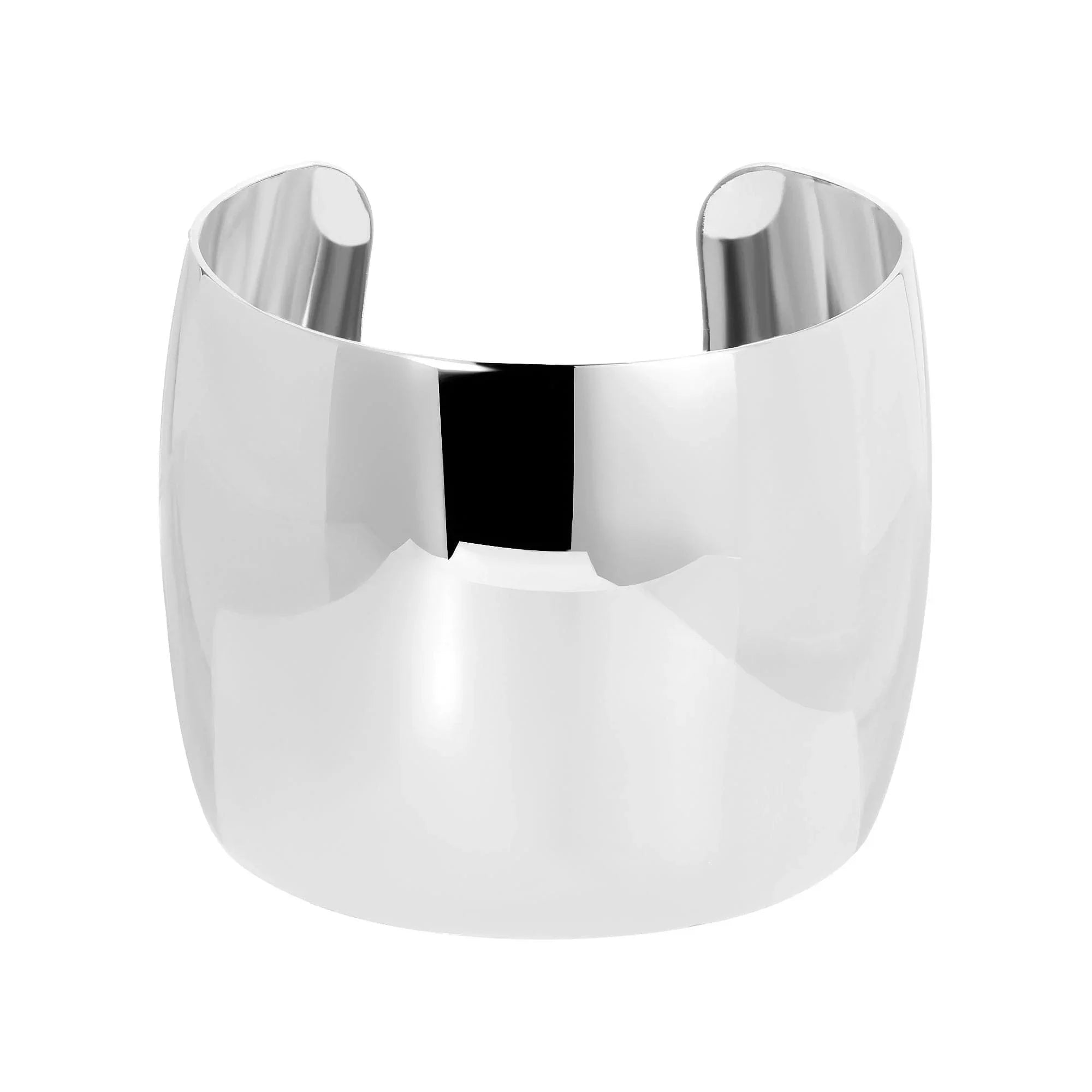 Shiny silver cuff bracelet from the 2 Inch XL Domed Cuff collection