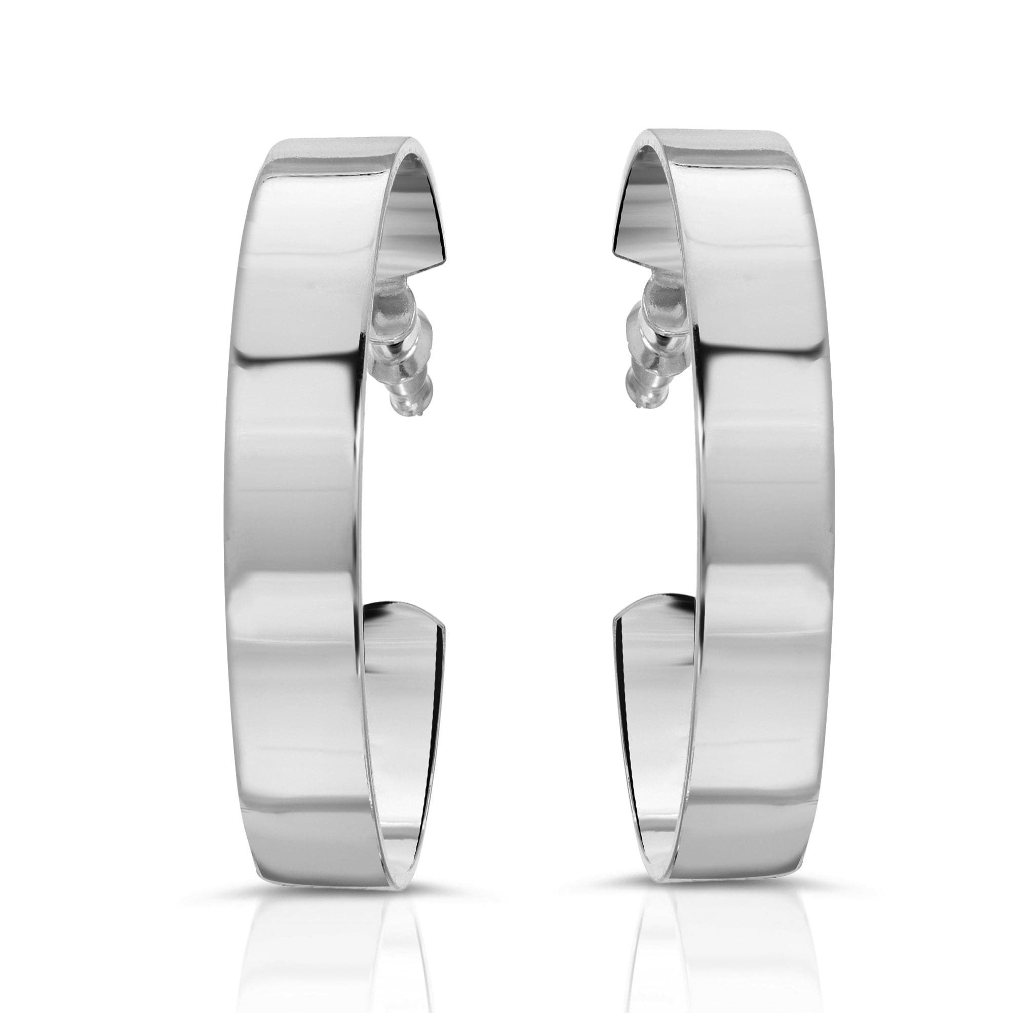 Pair of sleek silver hoop earrings for a stylish look, featuring the 2.5 Skylar Hoops