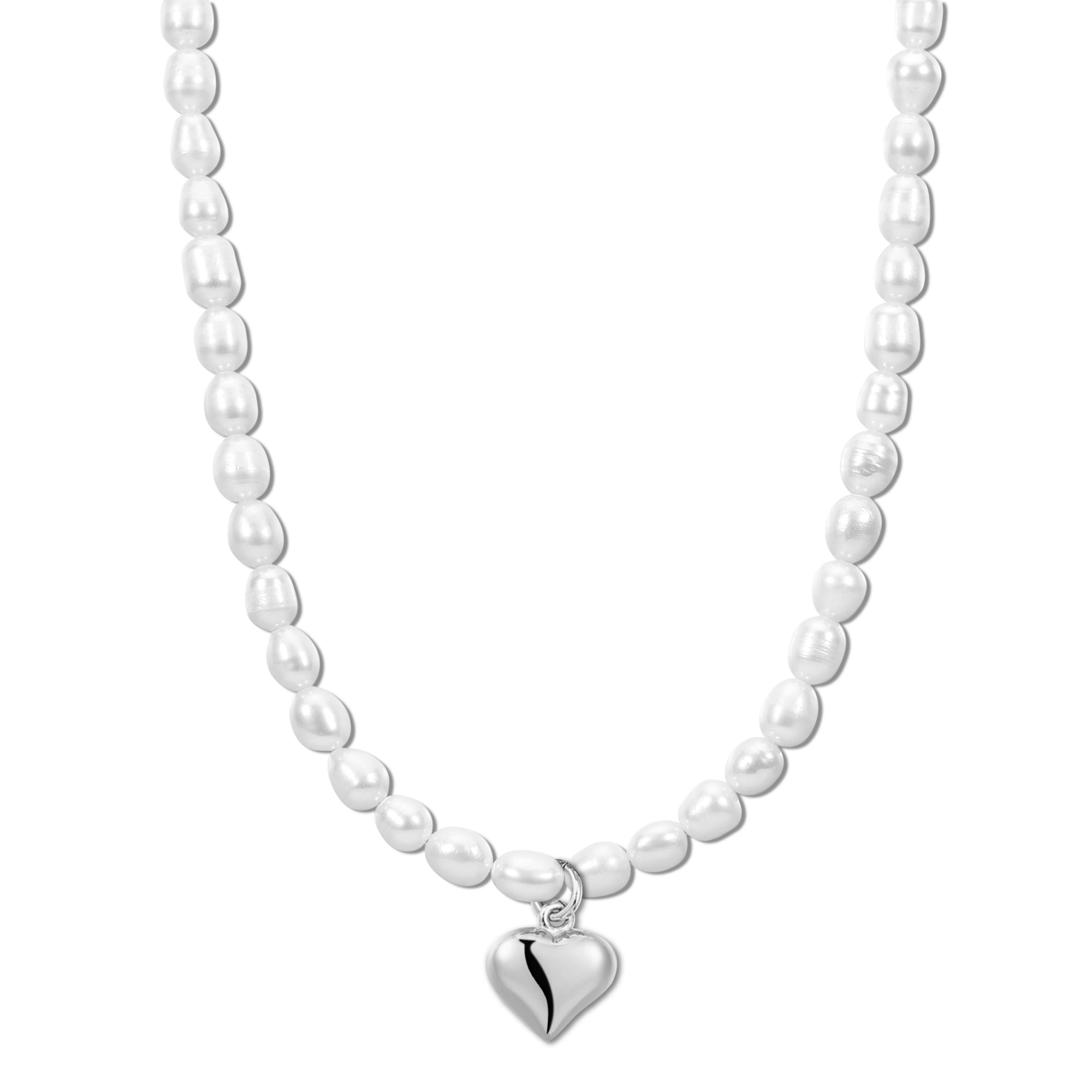 Pearl & Puffy Heart Pendant Necklace - Pendant Necklaces
