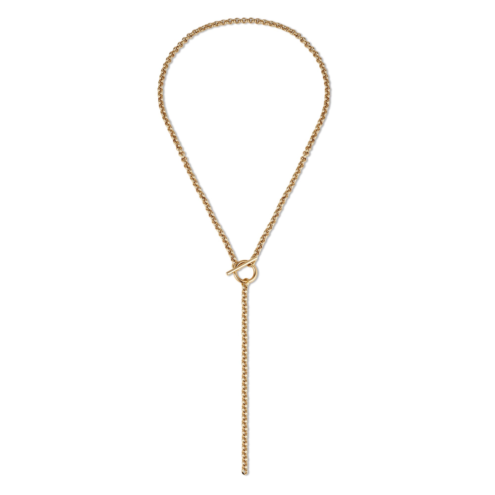 Gold-toned chain necklace with toggle clasp from Micro Royal Rolo Toggle Lariat