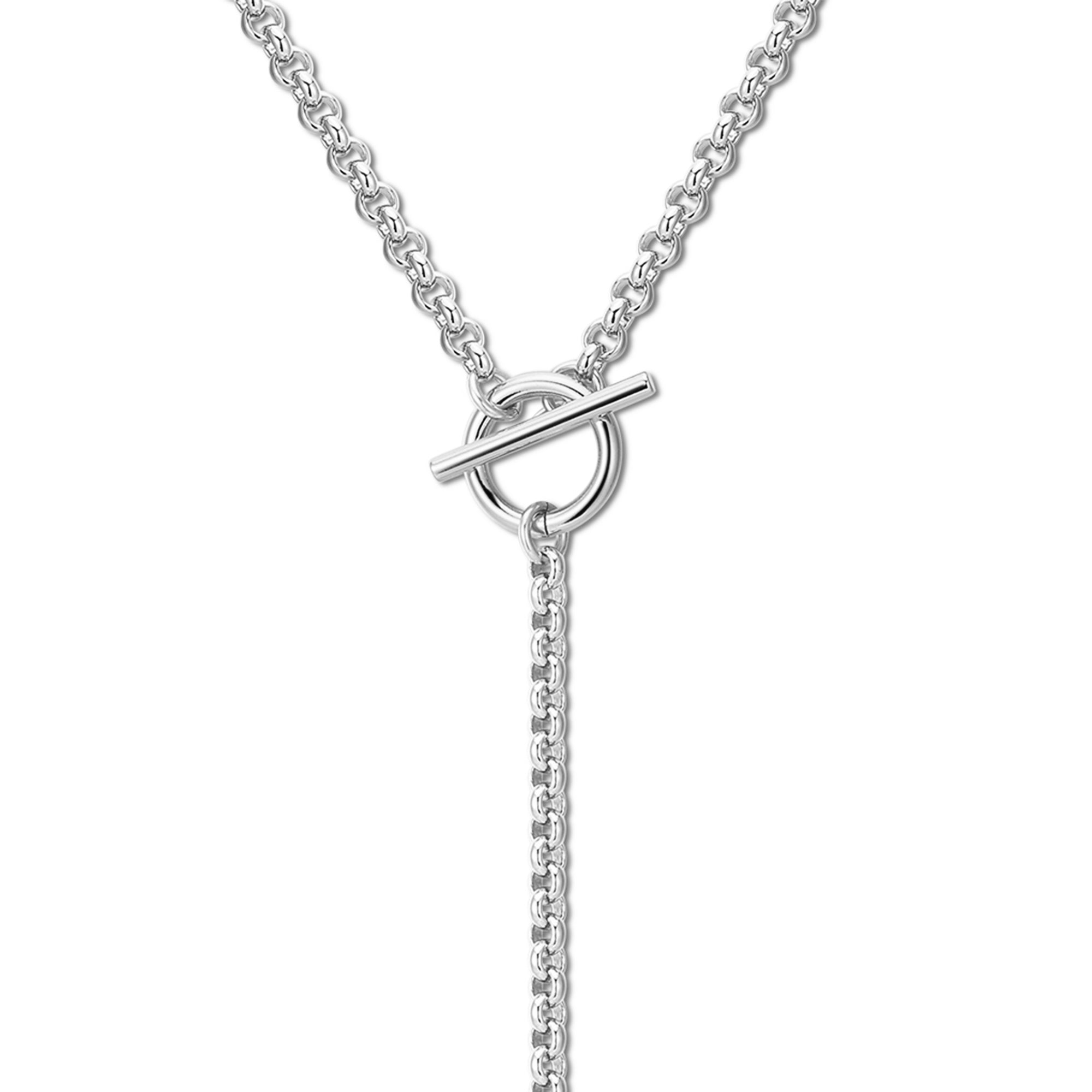 Silver toggle necklace from Micro Royal Rolo Toggle Lariat collection