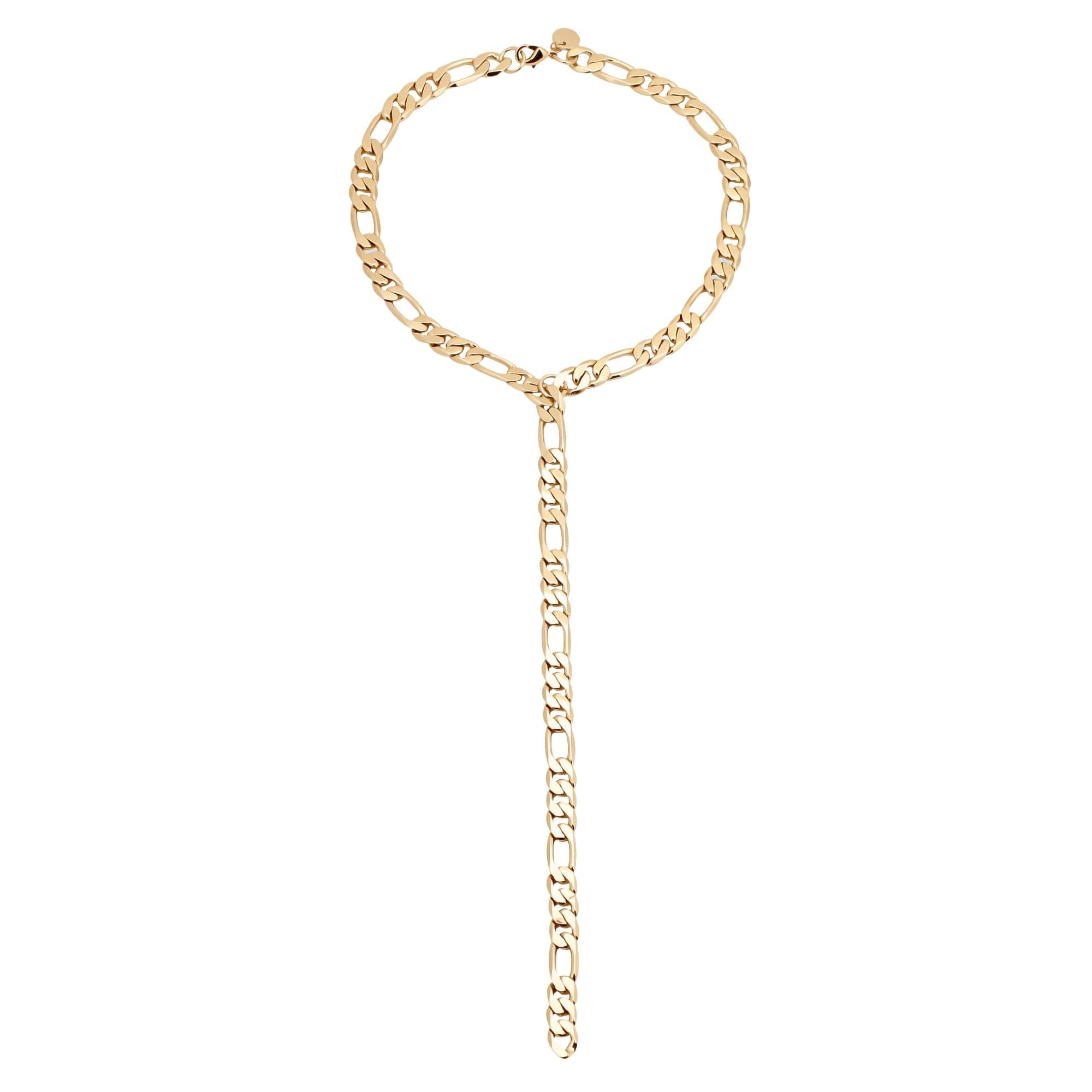 Gold-toned Figaro chain necklace from the Axel Lariat Necklace collection