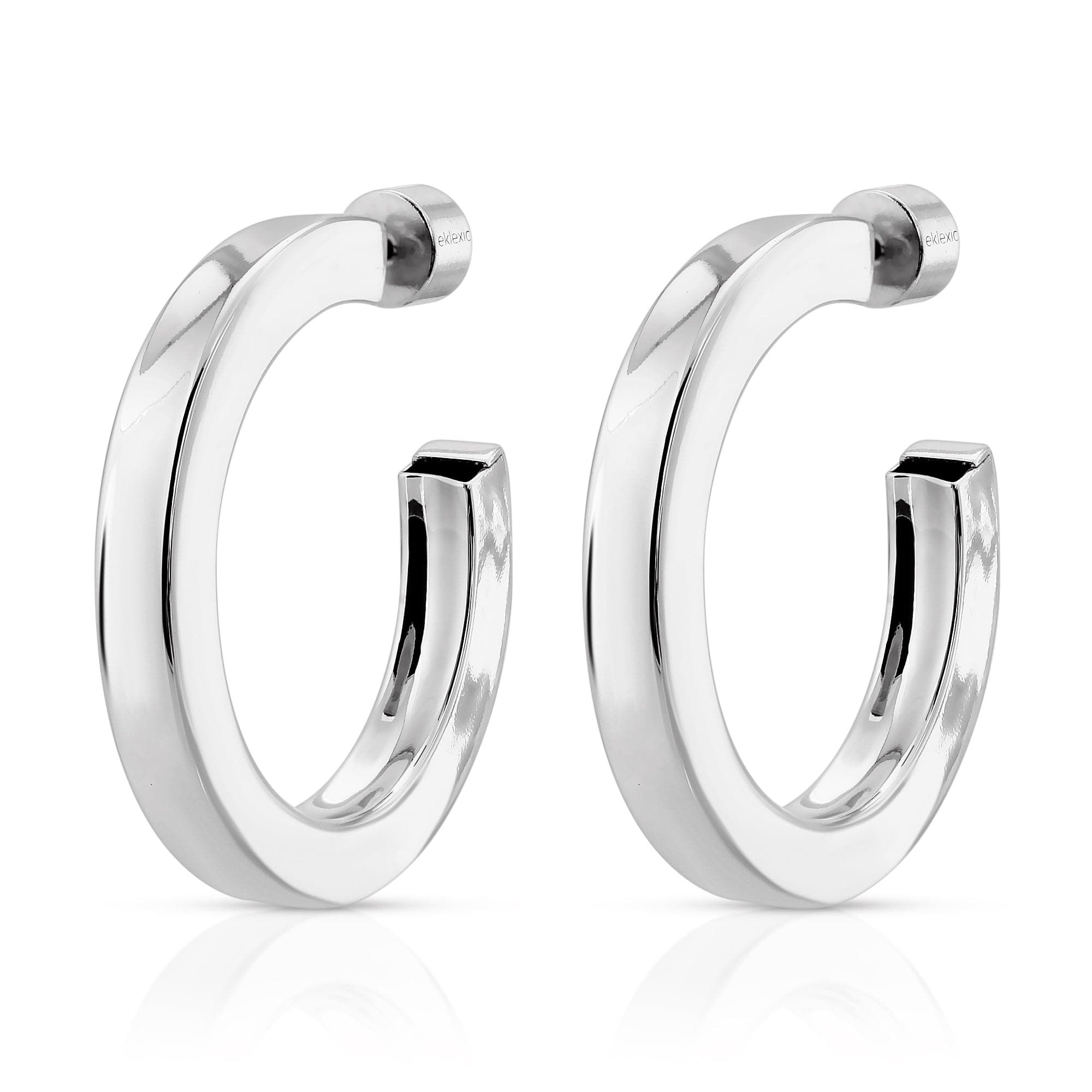 Shiny silver hoop earrings from Baby Alexis Hoops collection perfect for any look
