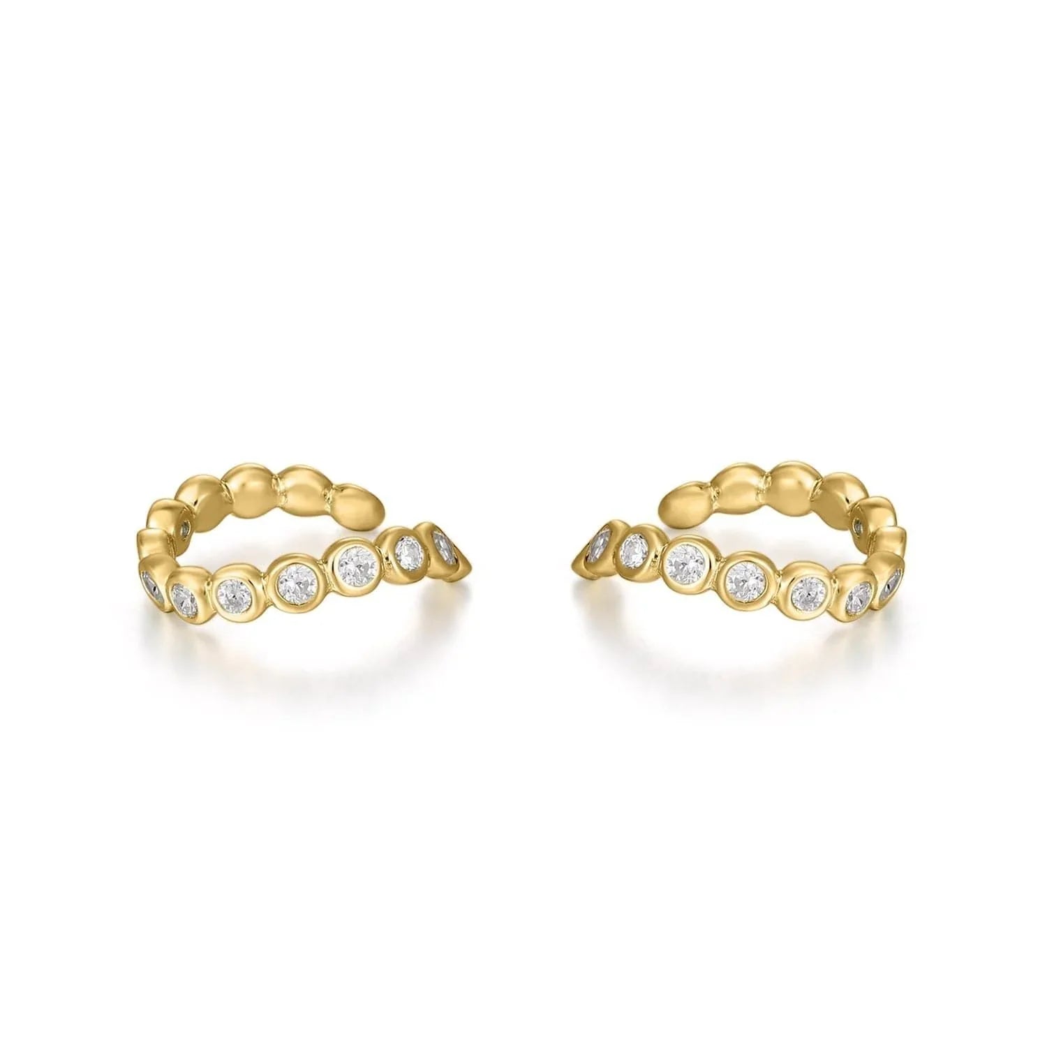 Gold ear cuffs with embedded diamonds from CZ Wavy Ear Cuff product line