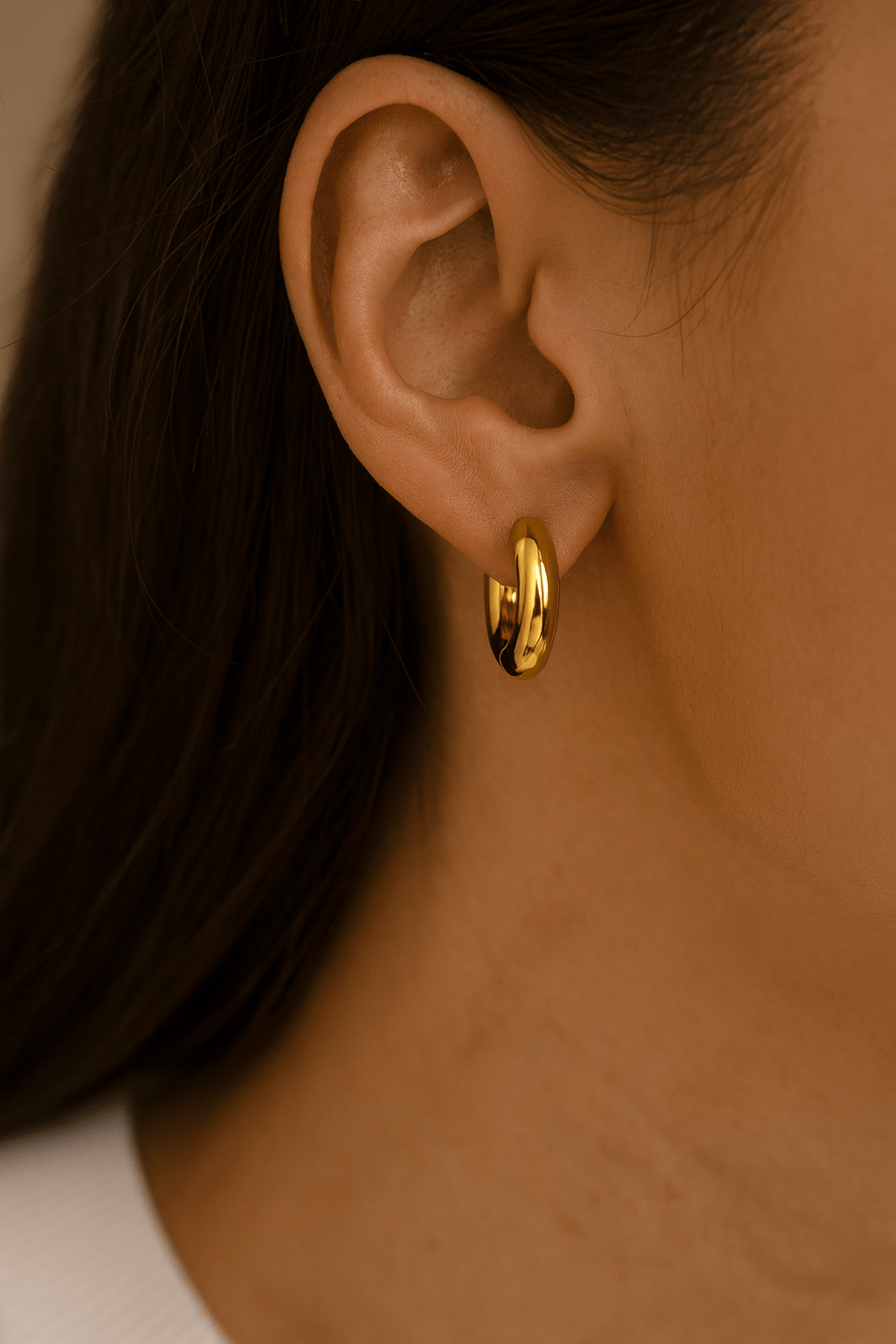 Chunky Huggie Hoop Earrings Gold Hoop Earrings