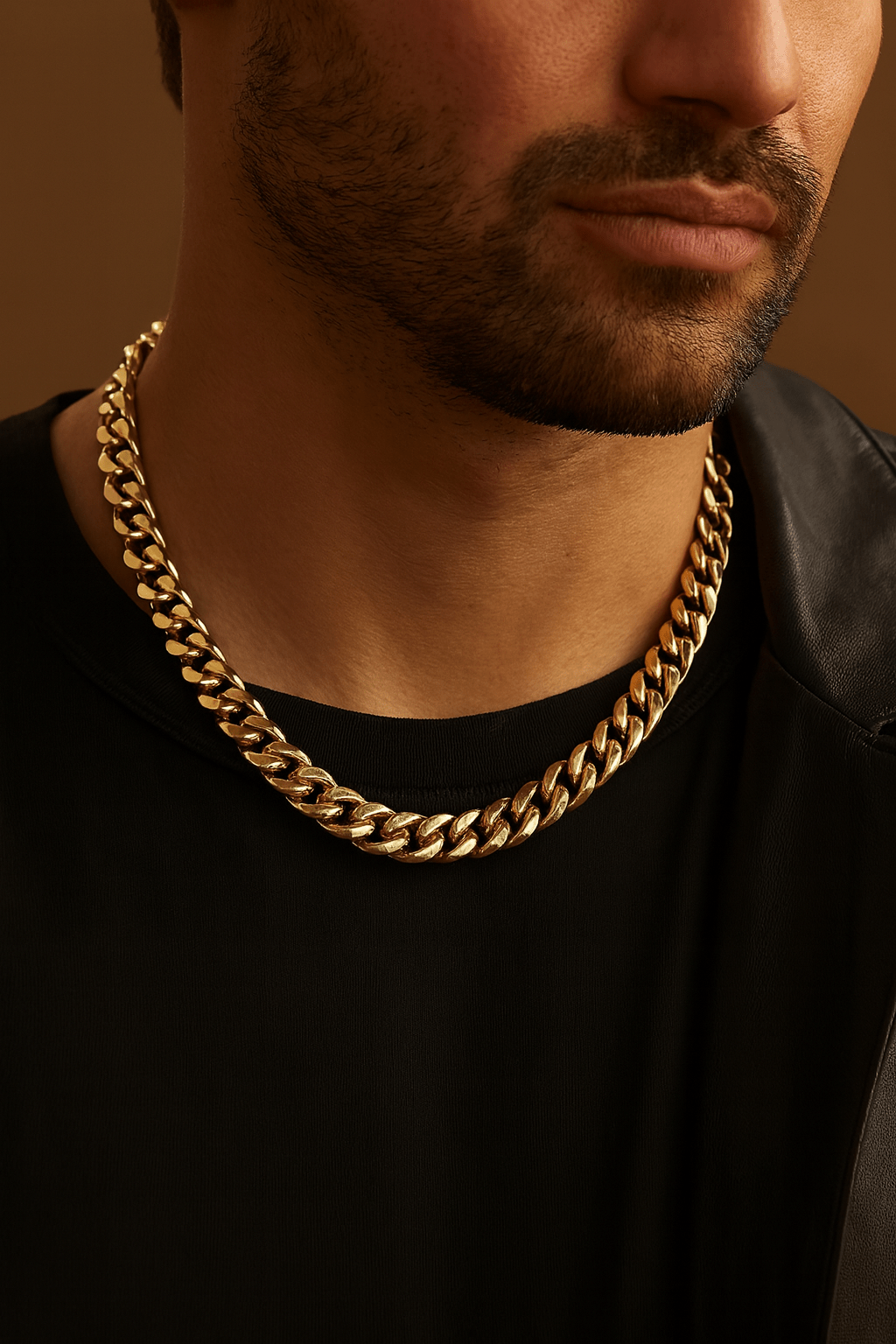 Thick gold Cuban link chain necklace for Men’s Cuban Link Necklace product display