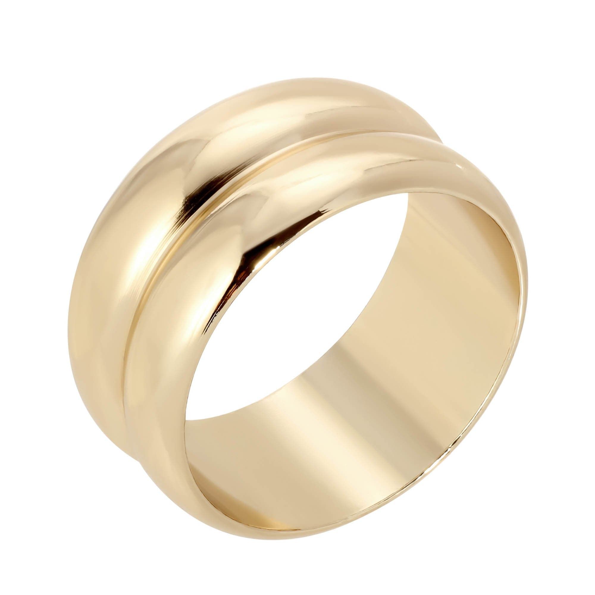 Gold-colored wide band ring from the Double Domed Ring collection