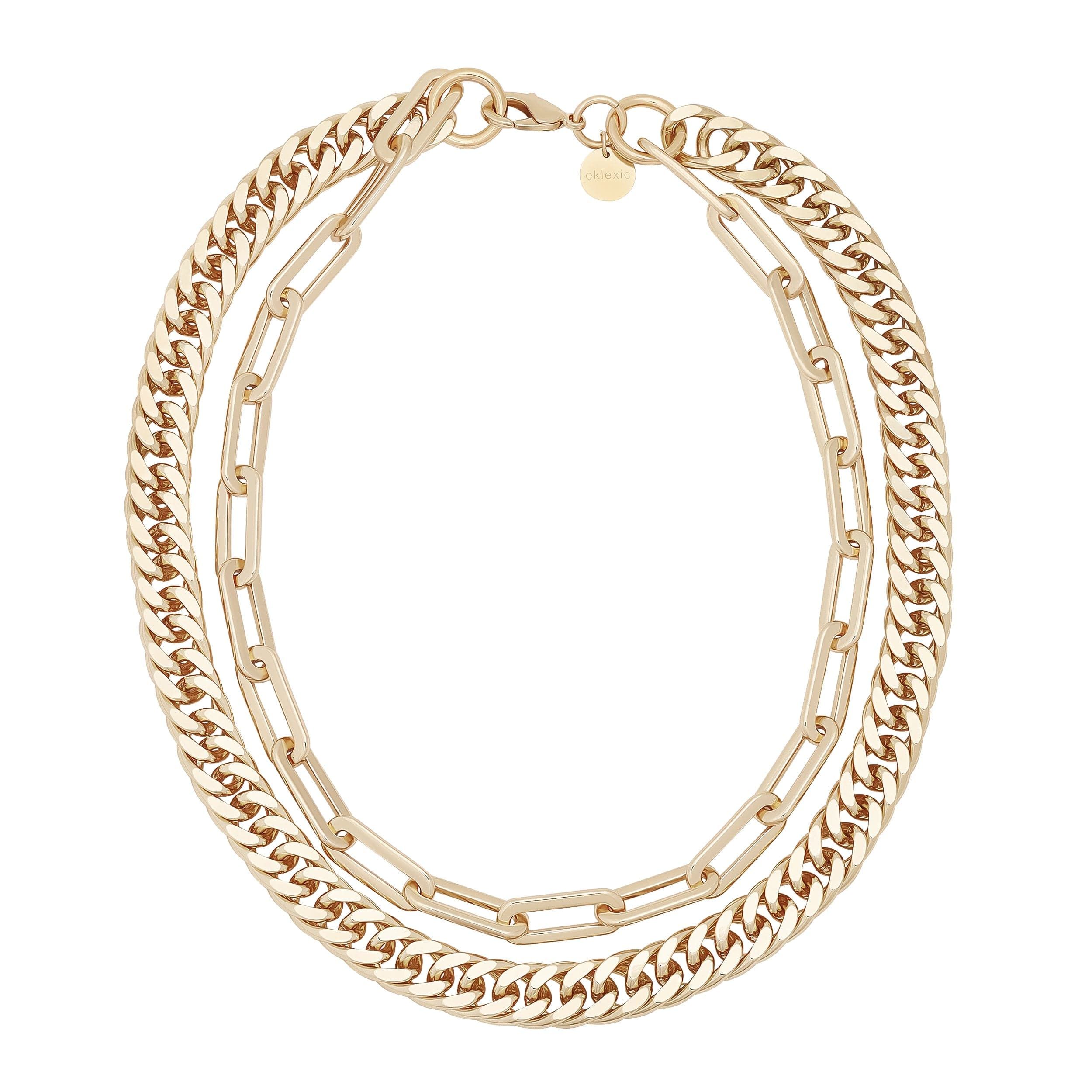 Gold-toned Double Layer Wren Necklace with double-strand chain design