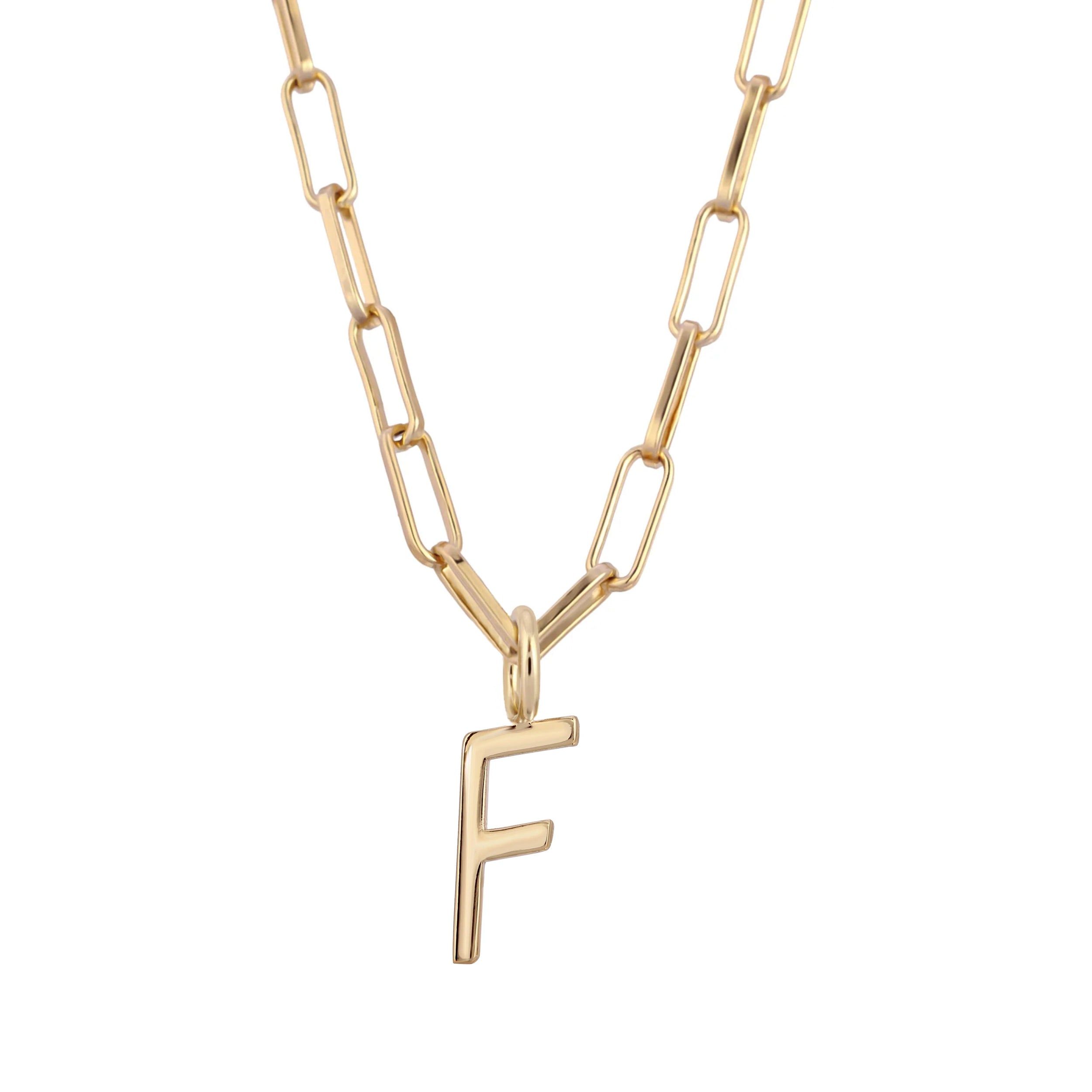 Essential Letter Charm Necklace - GOLD / F / 16’’ - Charm Necklaces