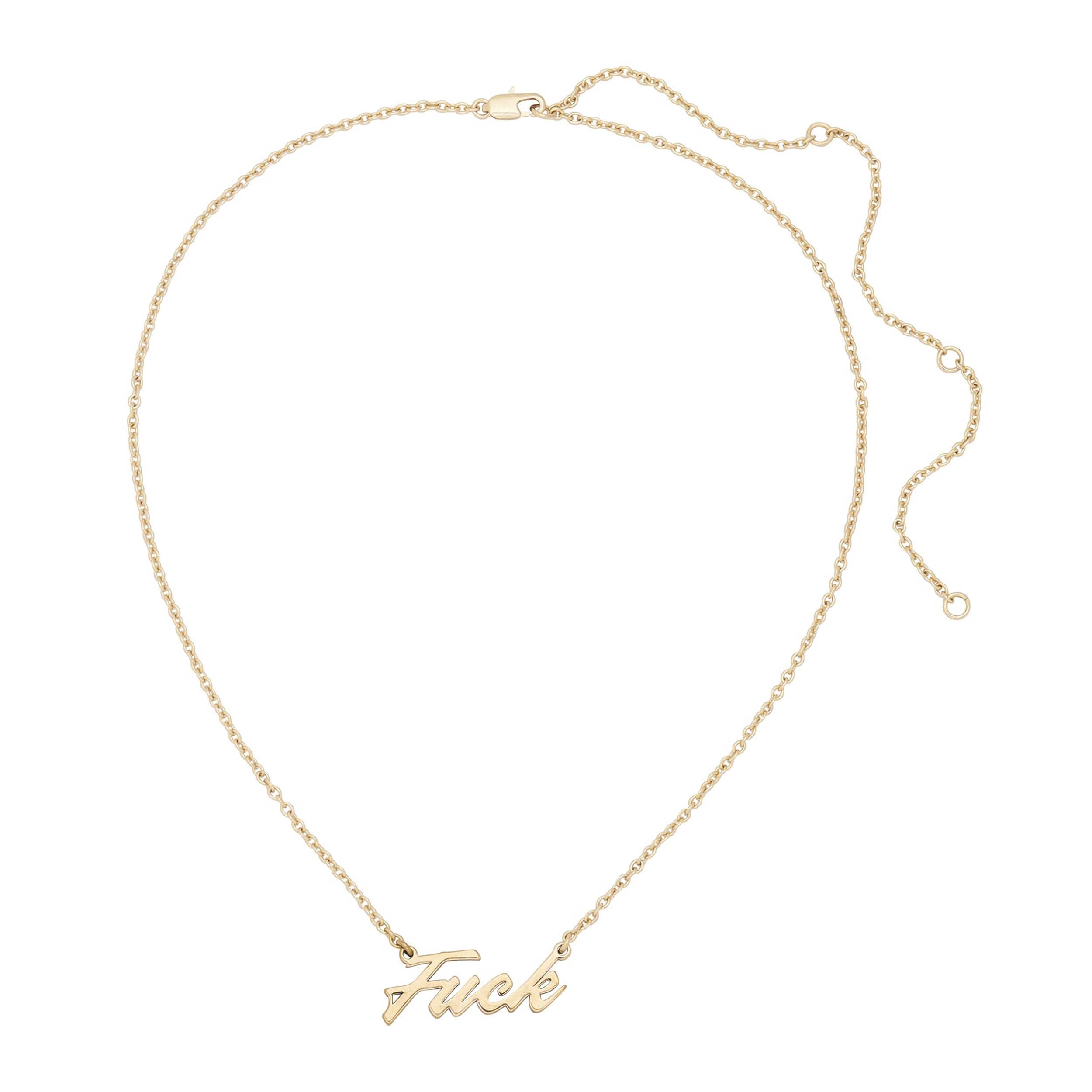 Gold F*** Necklace jewelry piece with bold edgy design for style statements