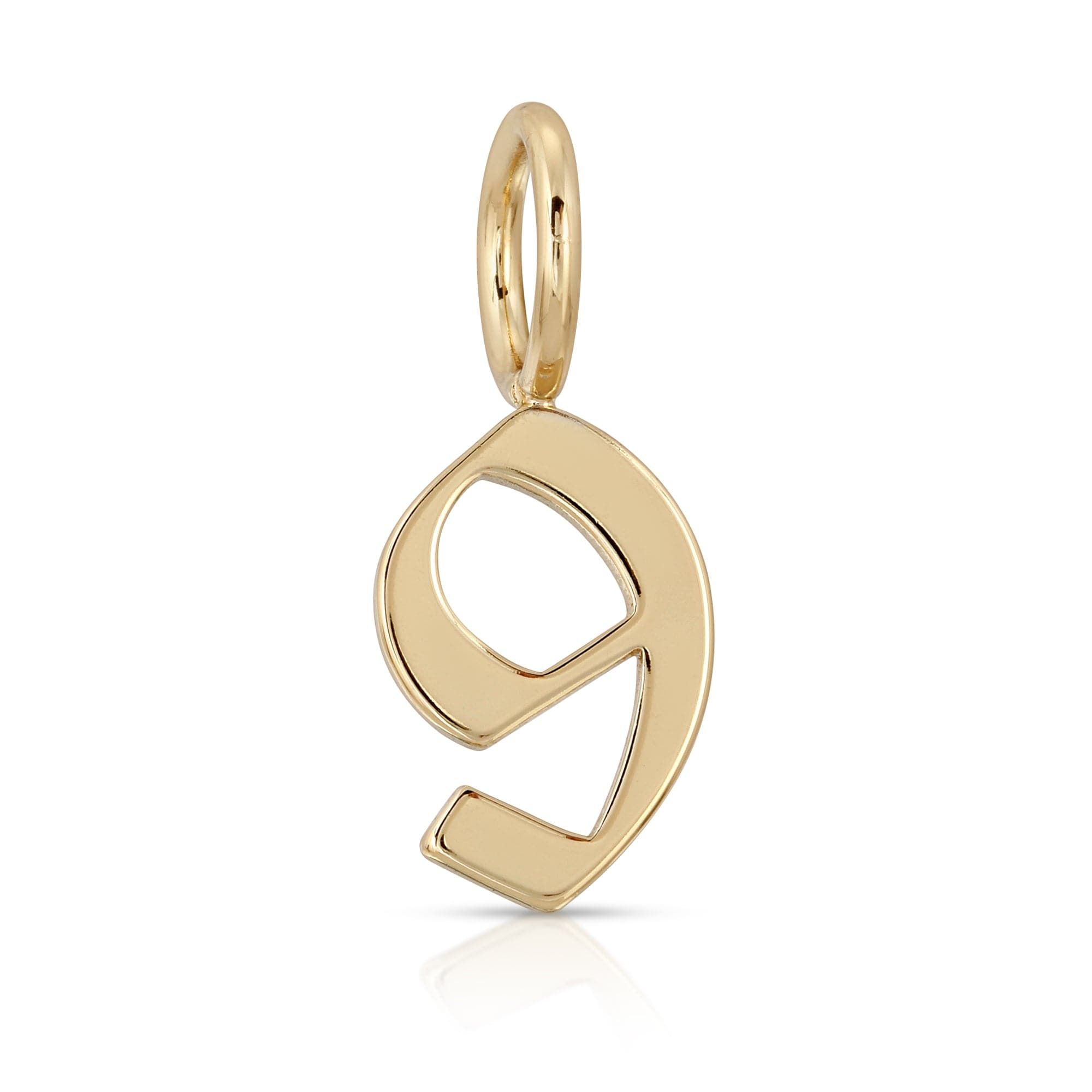 Gold number nine pendant from Gothic Numbers for a cool jewelry look