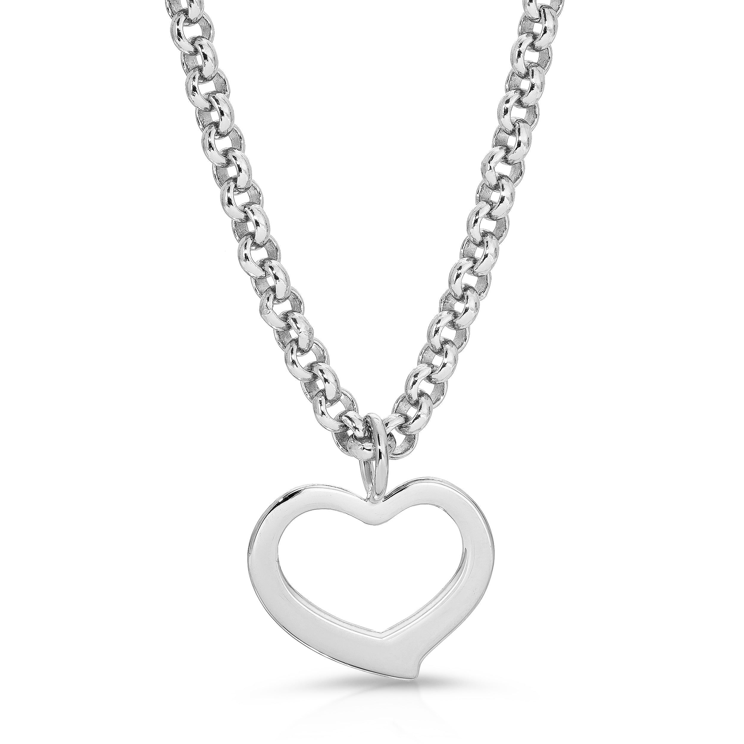 Silver heart pendant necklace from Haley Open Heart Pendant Necklace collection