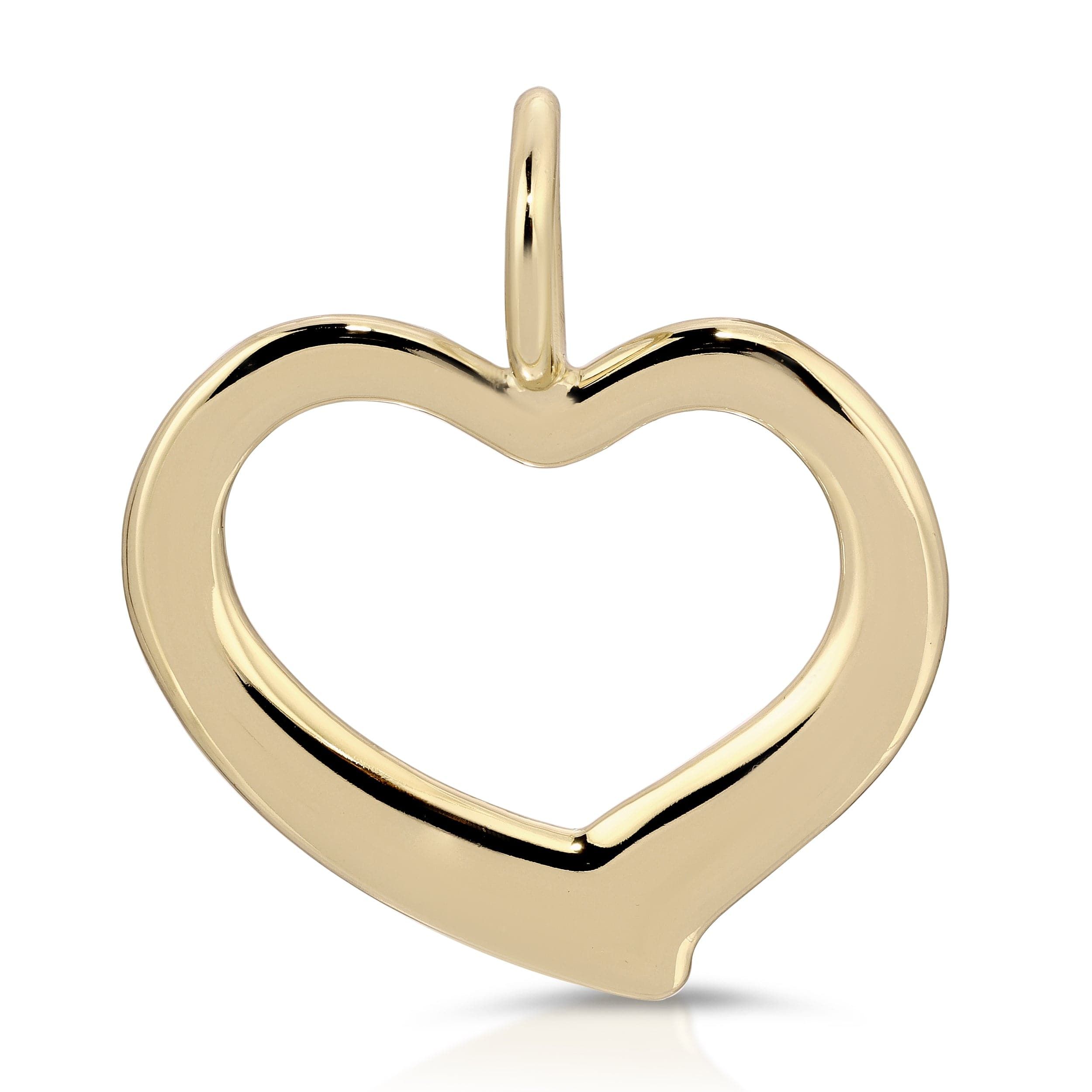 Gold heart pendant from Haley Open Heart Pendant on elegant jewelry display