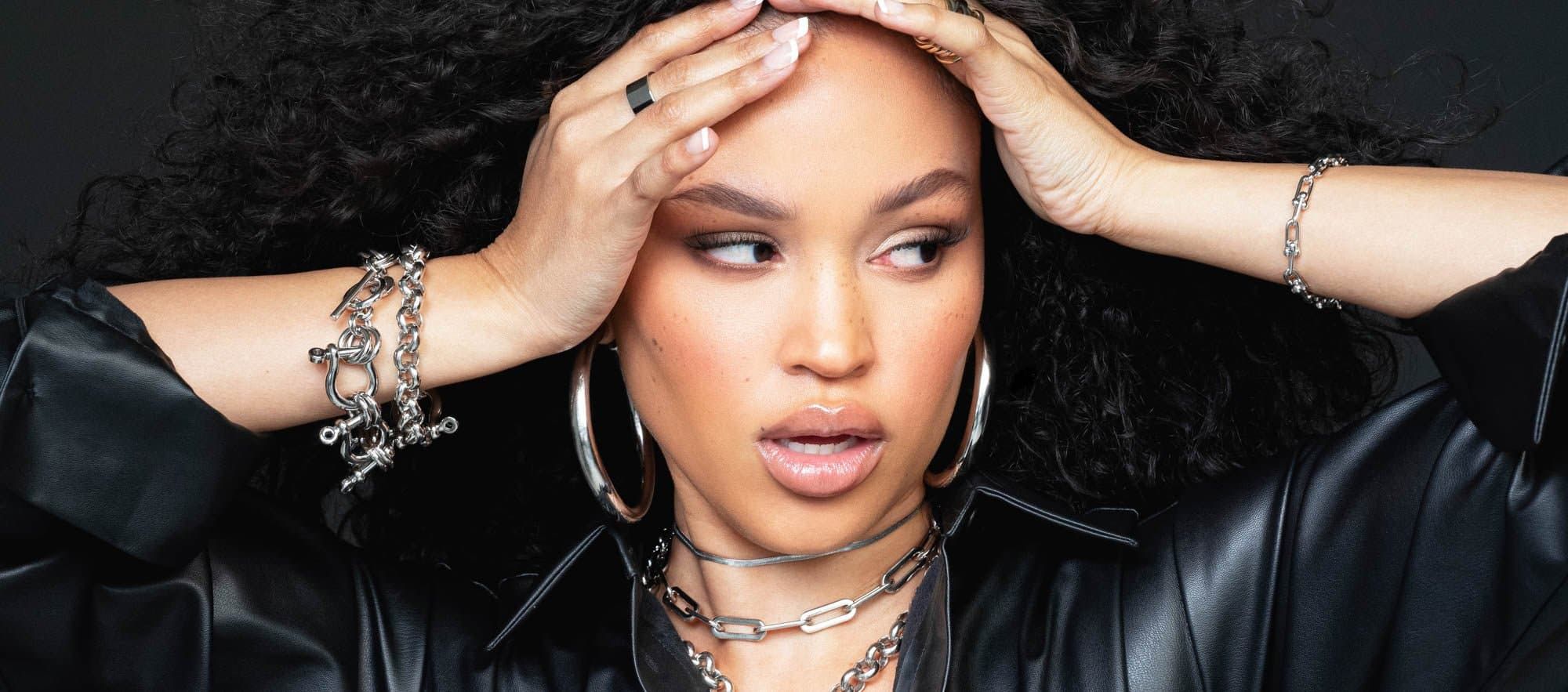 Woman wearing silver Harley Bracelet showcasing stylish jewelry for women