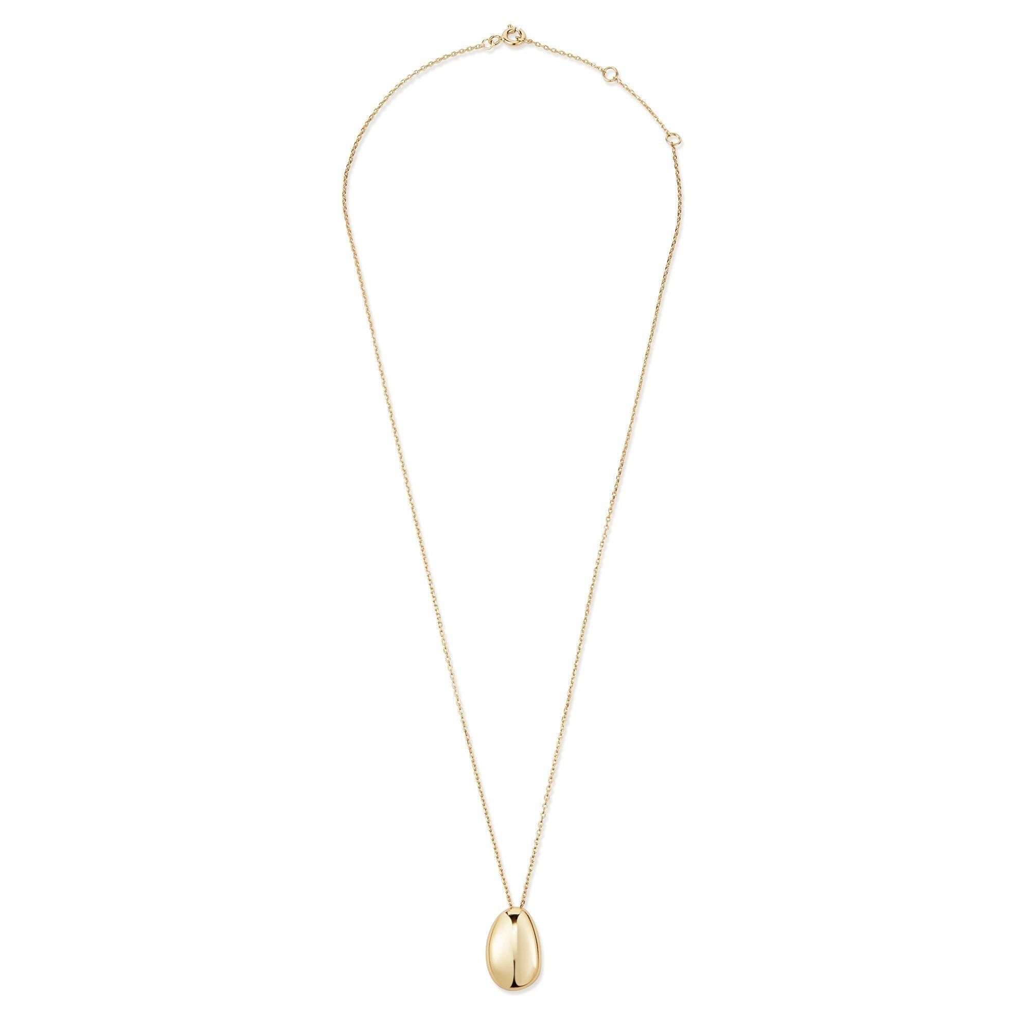 Gold chain necklace with smooth oval pendant from Harmony Pebble Pendant Necklace collection
