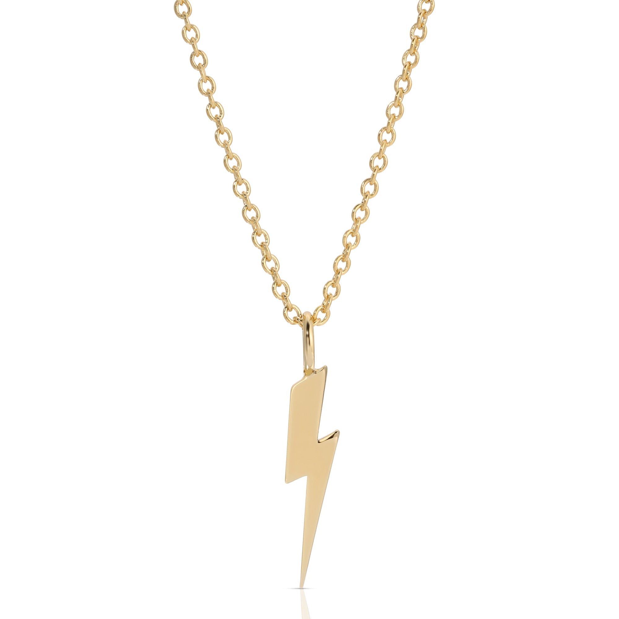 Gold chain necklace with lightning bolt pendant from the Katie Necklace collection