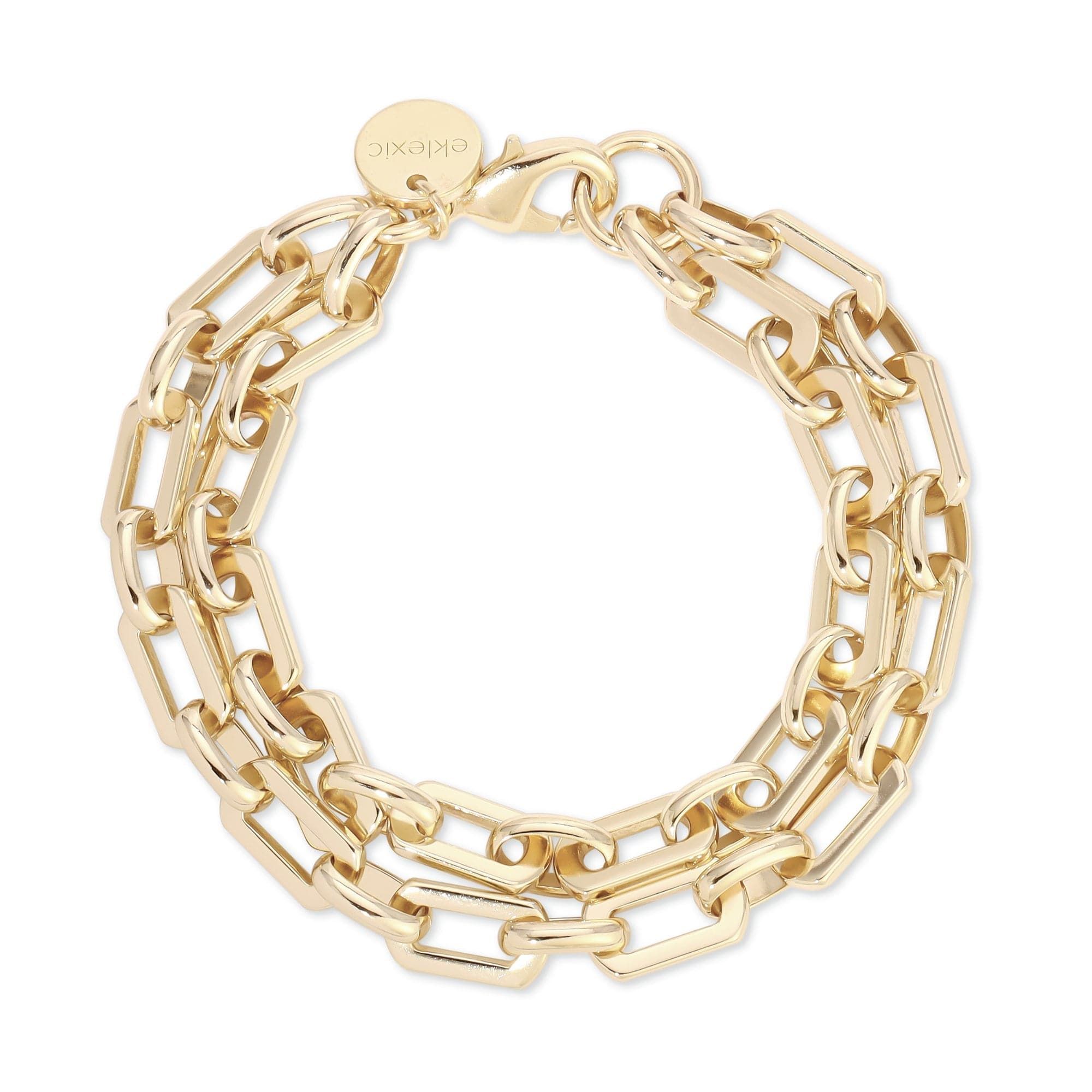 Gold-toned Liv Double Chain Bracelet on display, perfect for a stylish look
