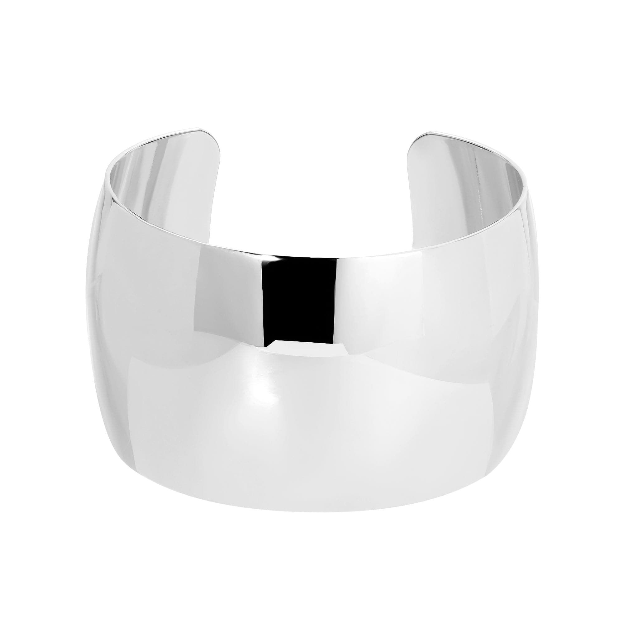 Shiny silver cuff bracelet from Large Domed Cuff collection for stylish wrist wear