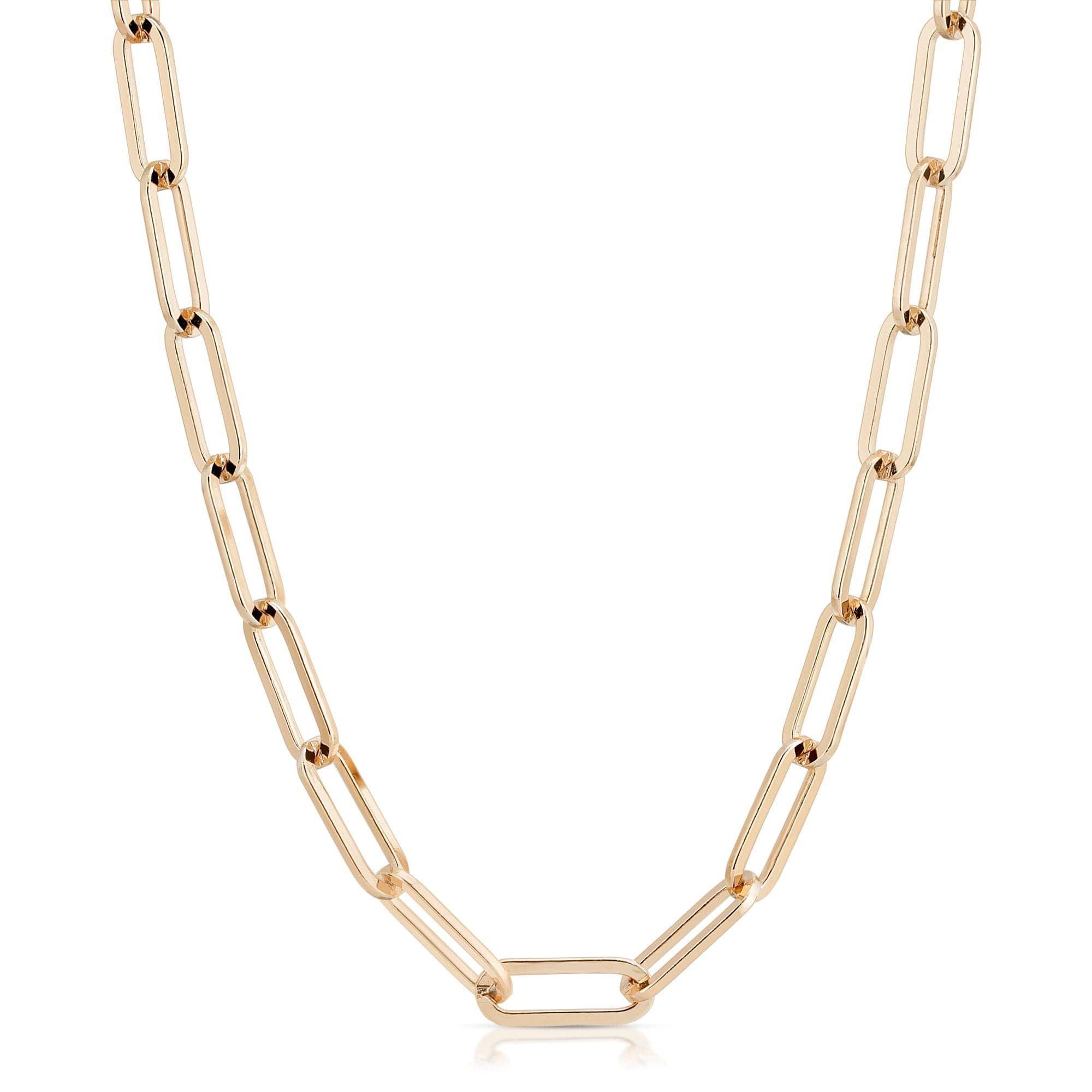 Gold-toned large elongated link chain necklace for a bold, stylish look