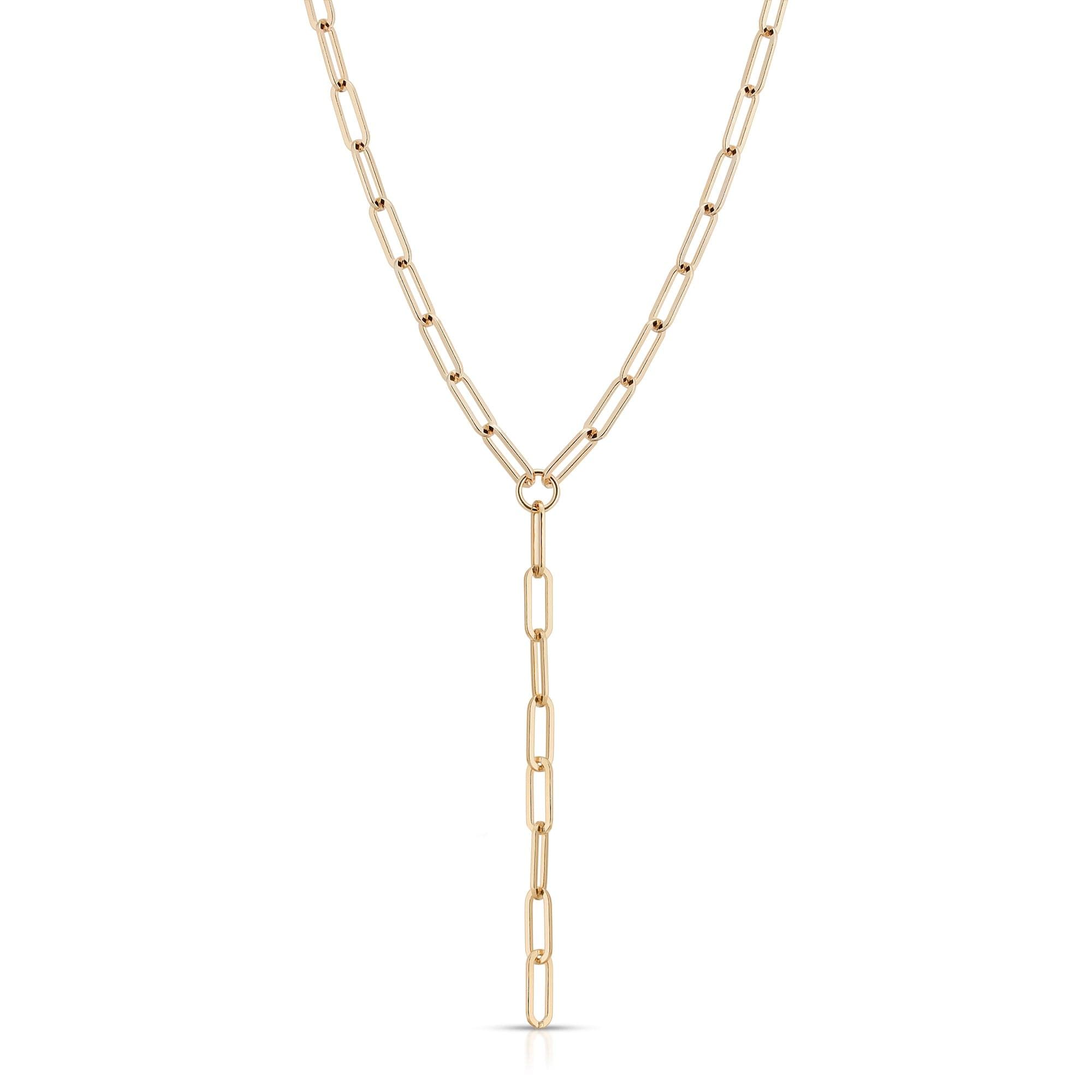 Gold-toned chain link Y-necklace from Large Elongated Link Lariat collection