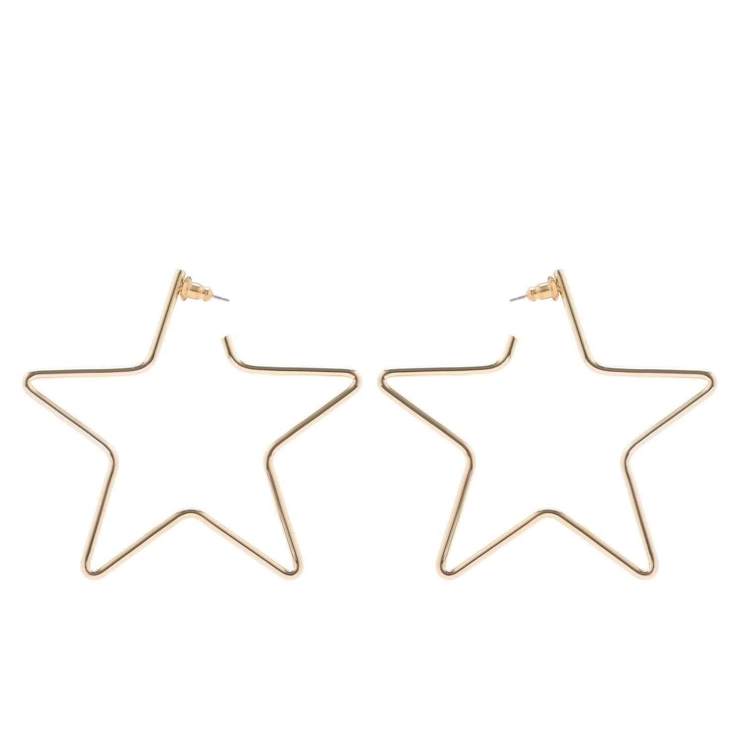 Gold star hoop earrings from Large Full Star Earrings collection stylish and trendy