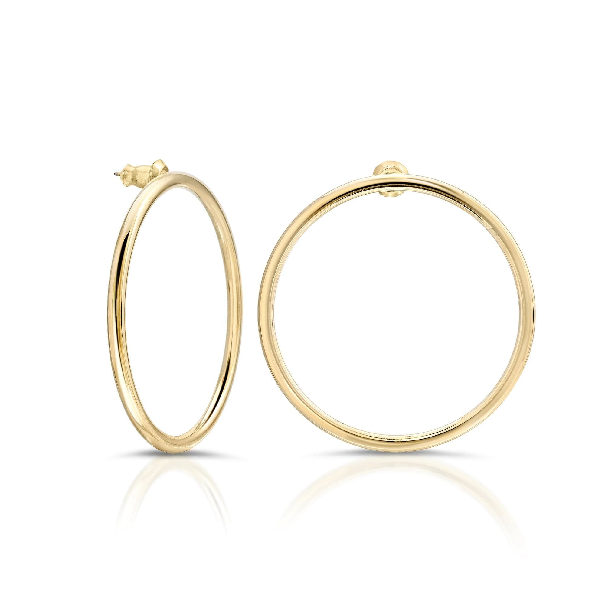 Gold hoop earrings shown in the Large Mia Earrings product shot