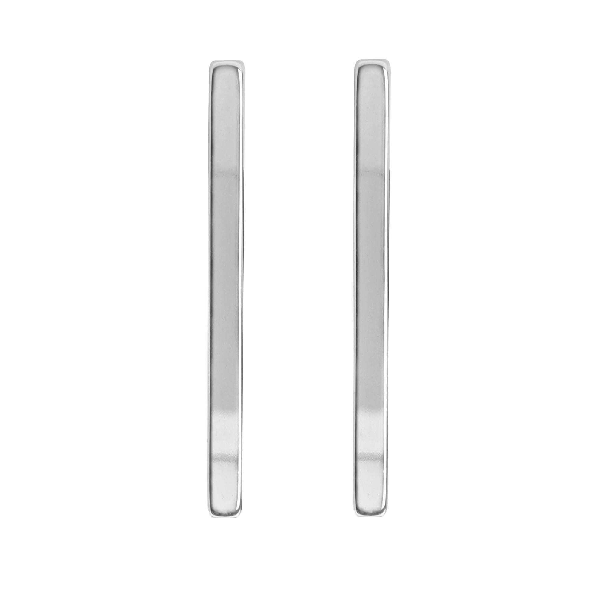 Shiny silver bar earrings from the Large Stick Earrings collection for a sleek look