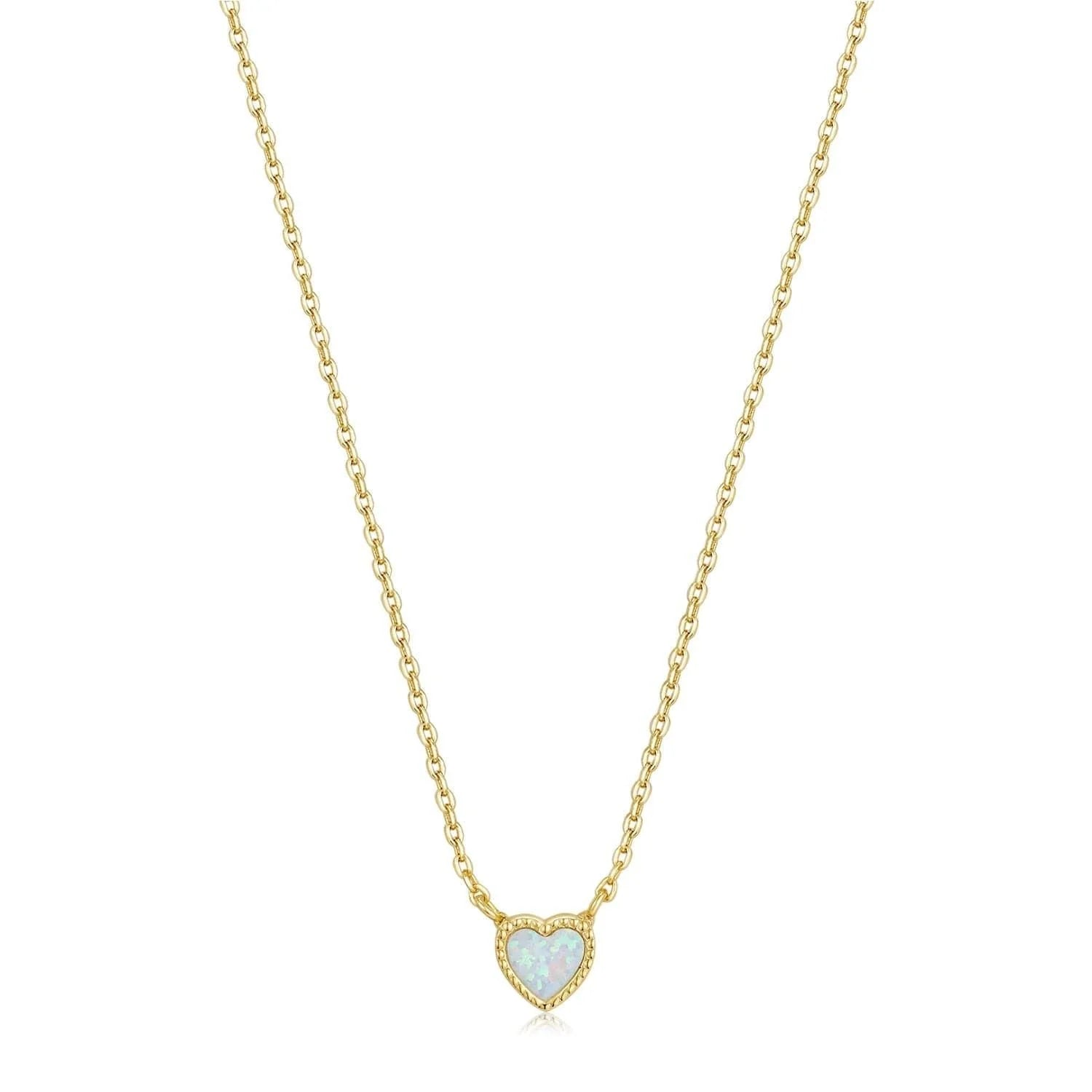 Gold chain necklace with a heart-shaped Micro Opal Pendant perfect for gifting