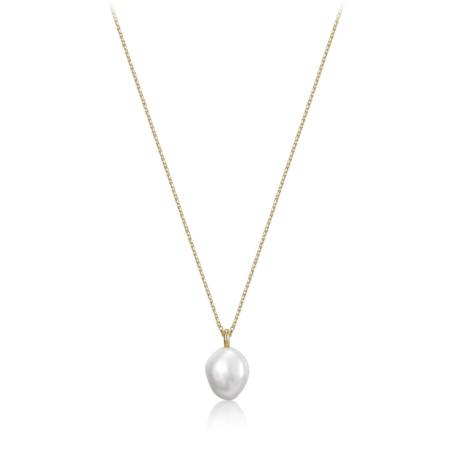 Mini Pearl Pendant Necklace with a gold chain and baroque pearl charm