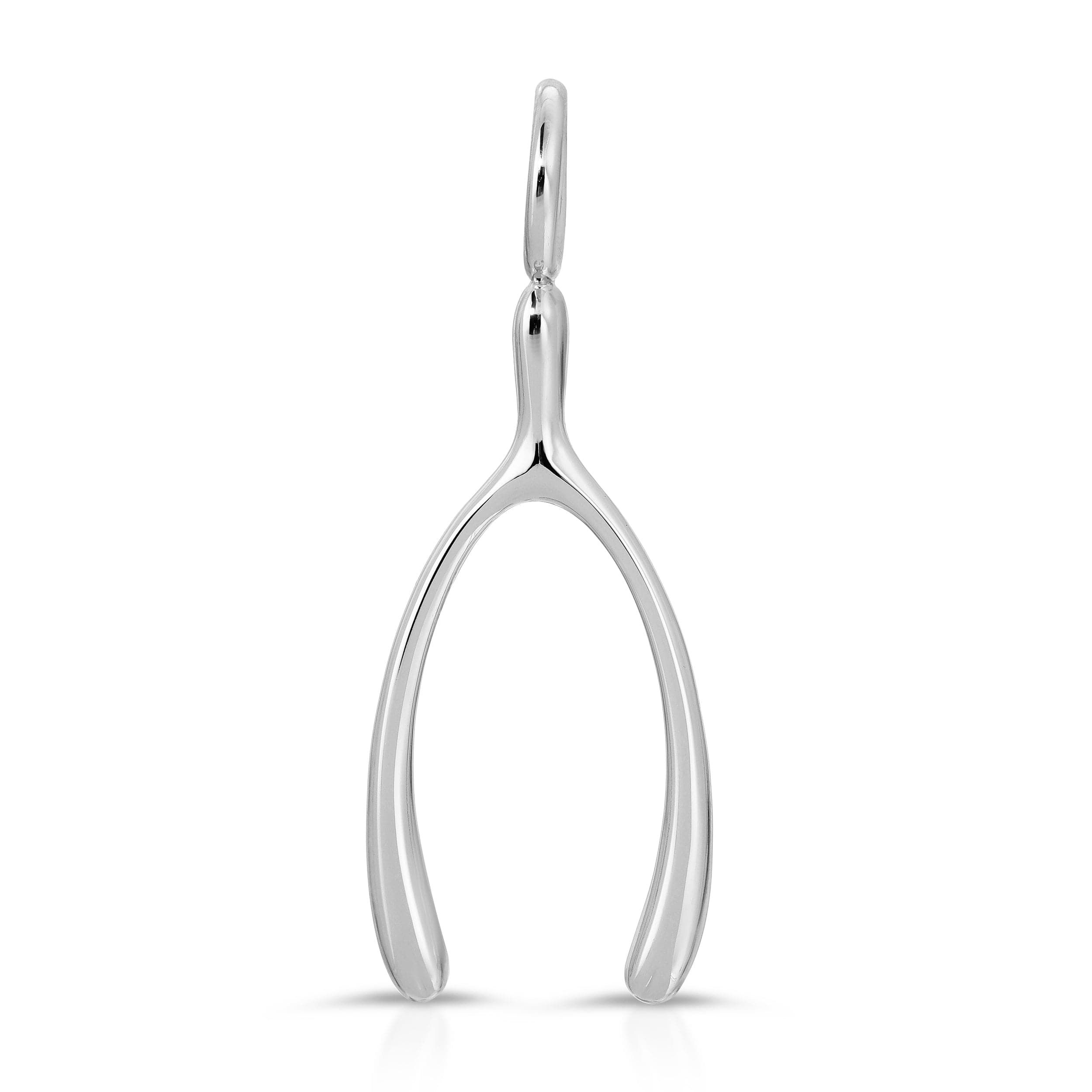 Shiny silver wishbone pendant from Make A Wish Bone Pendant collection