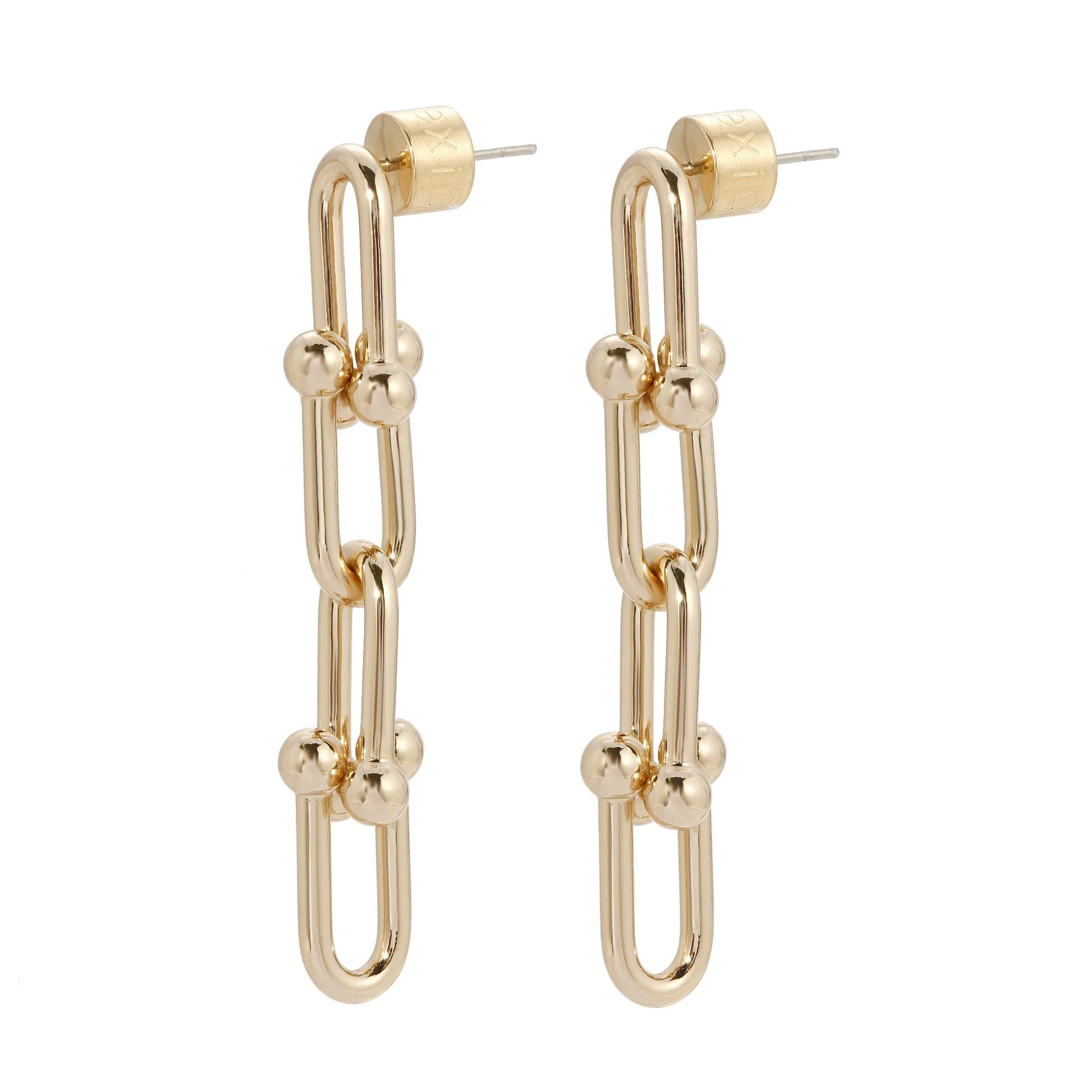 Gold chain-link earrings from Margaux 4 Link Drop Earrings collection