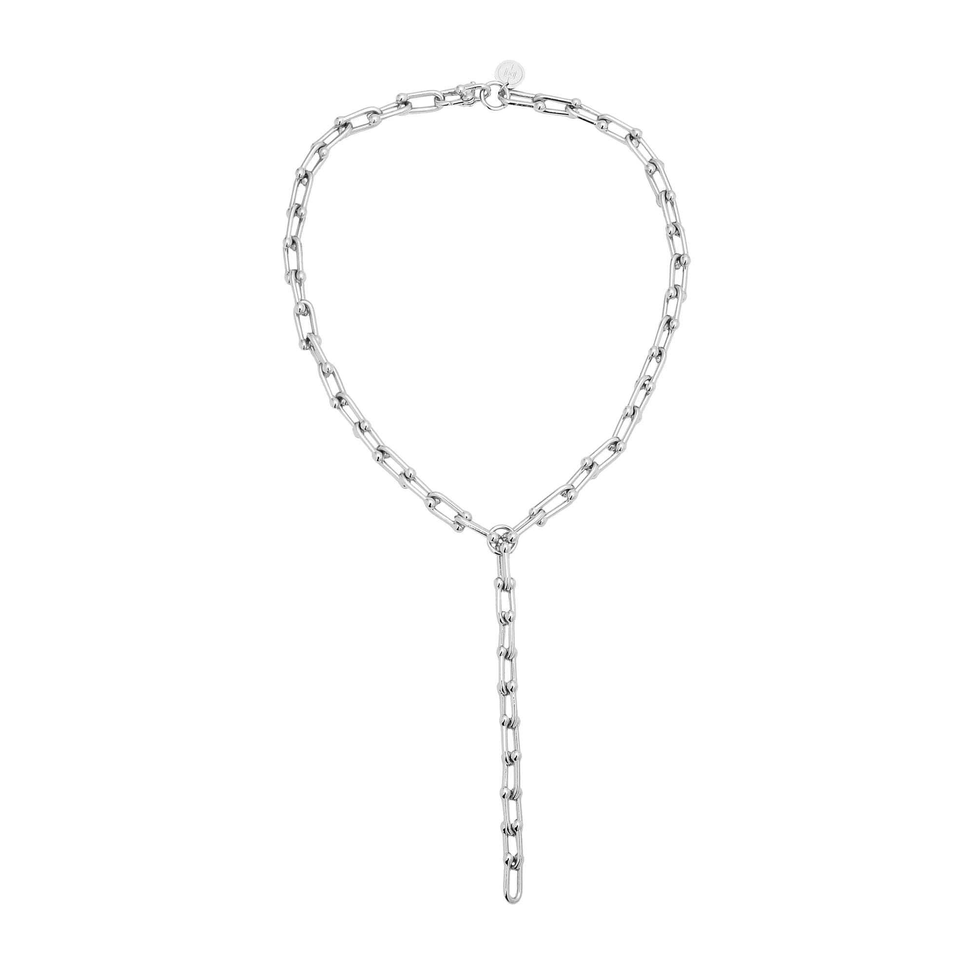 Silver chain link necklace from Margaux Lariat Necklace collection