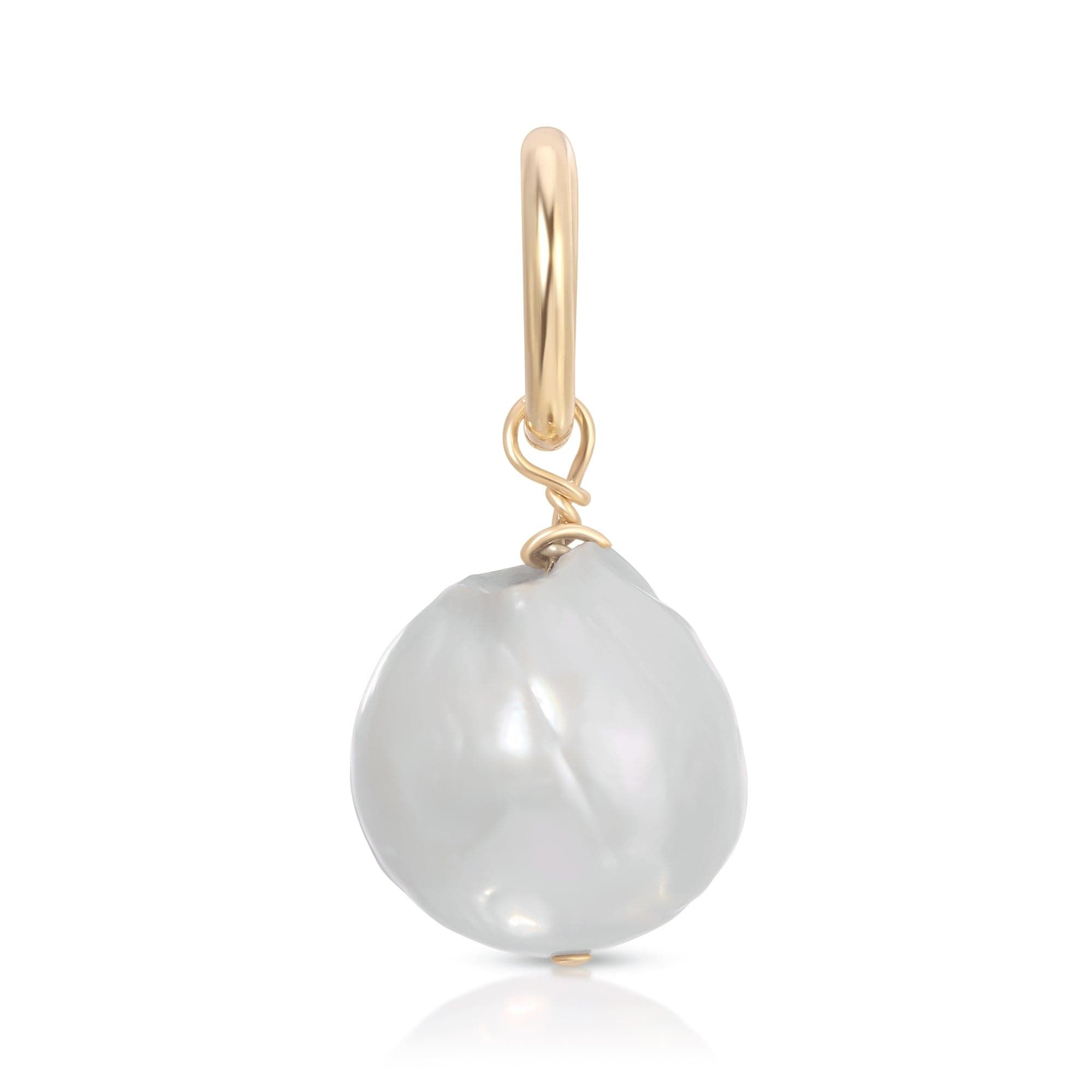 Medium Baroque Pearl Pendant with Gold Hoop for elegant jewelry style