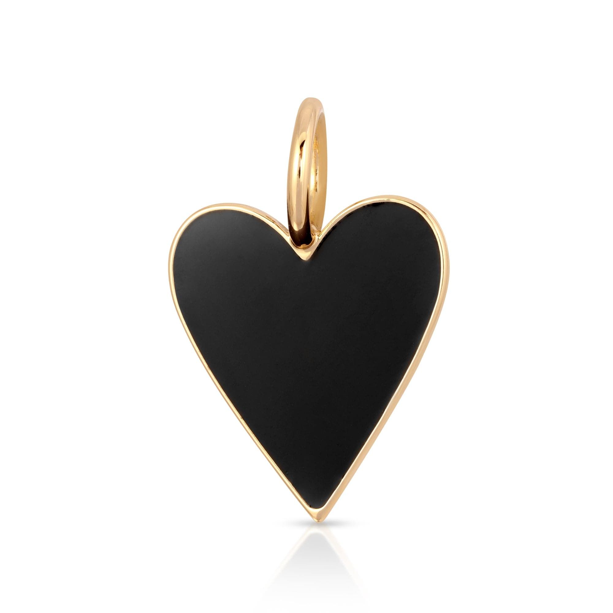 Gold-trimmed black heart pendant on the Medium Enamel Helena Pendant product image