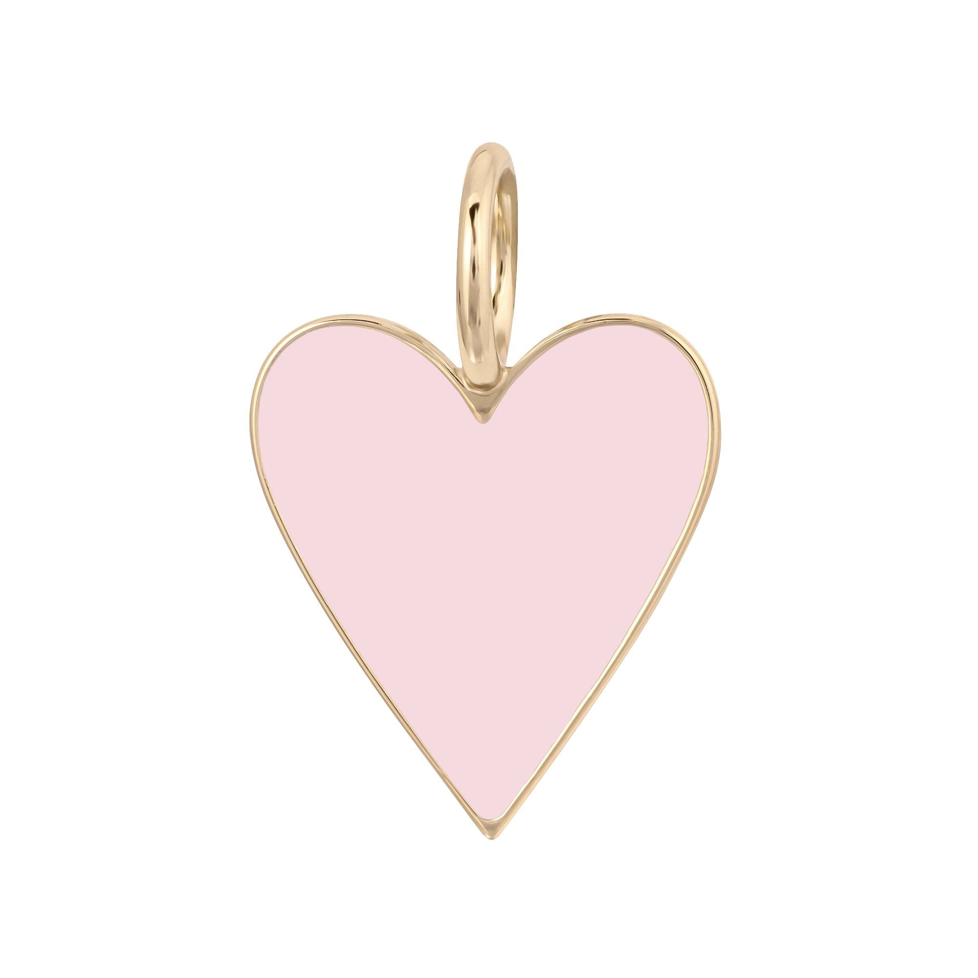 Gold-trimmed pink heart pendant from the Medium Enamel Helena Pendant collection