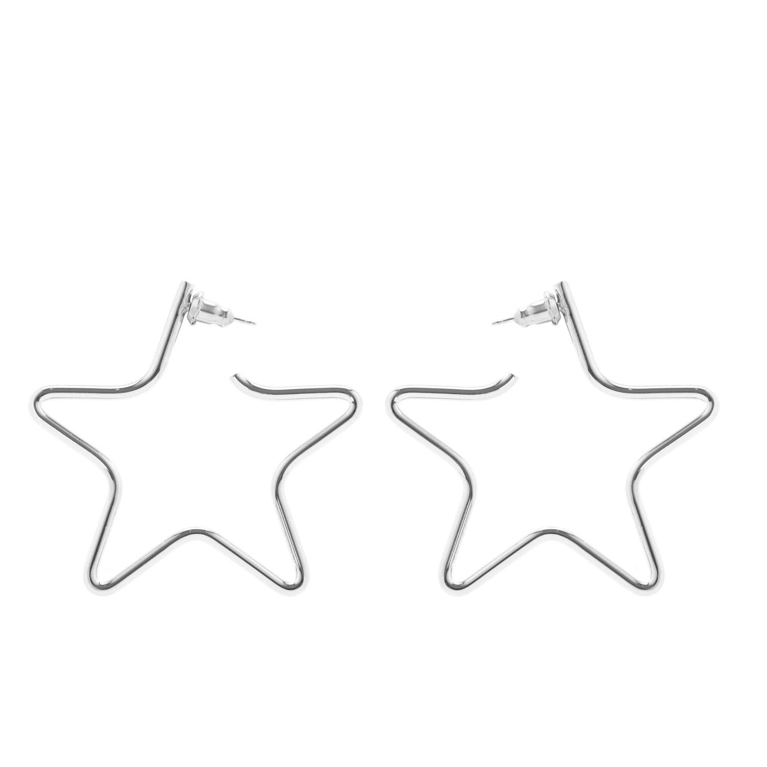 Silver star earrings looking cute and shiny in the Medium Full Star Earrings product photo