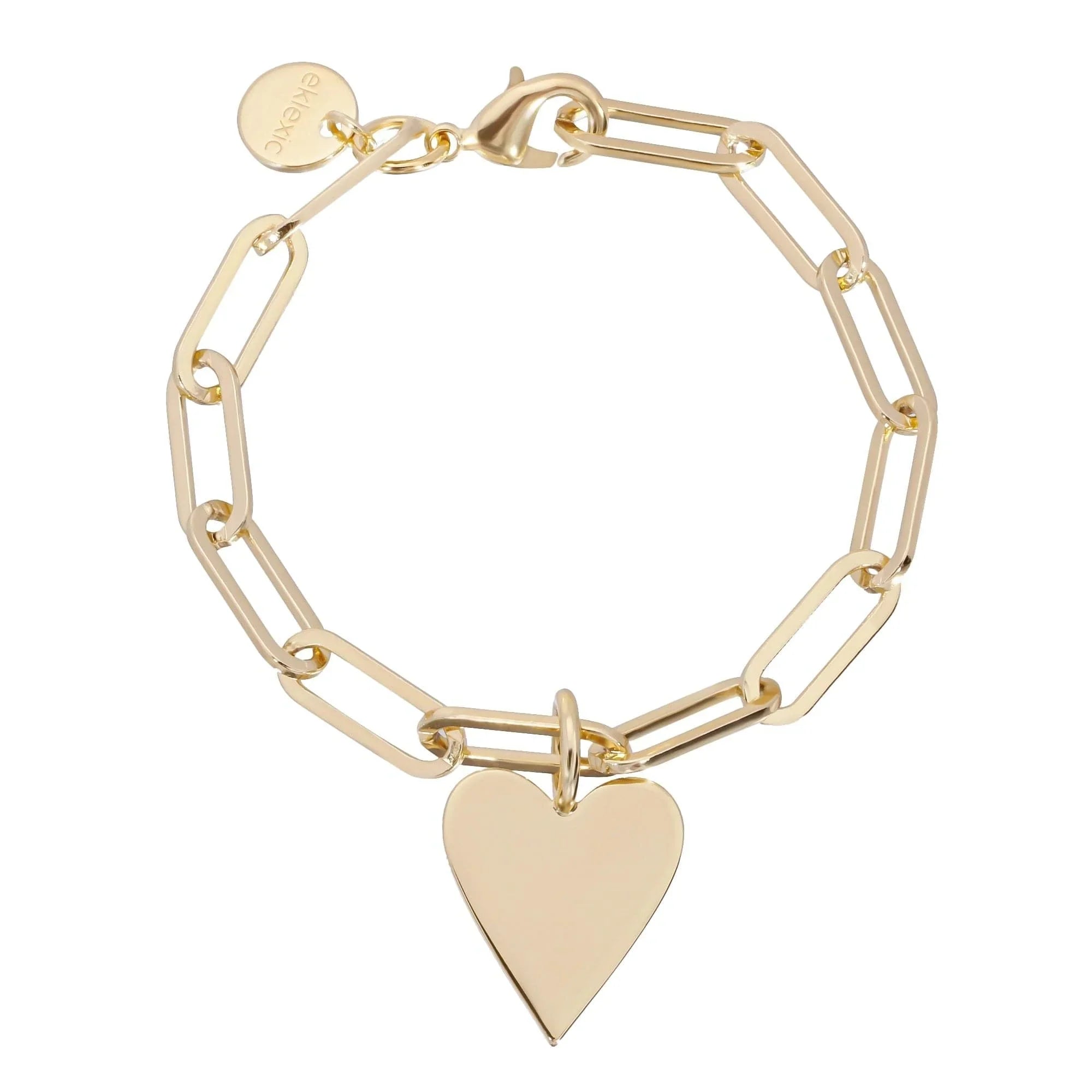 Gold-toned link bracelet with heart charm from Medium Helena & Large Elongated Link Chain Bracelet