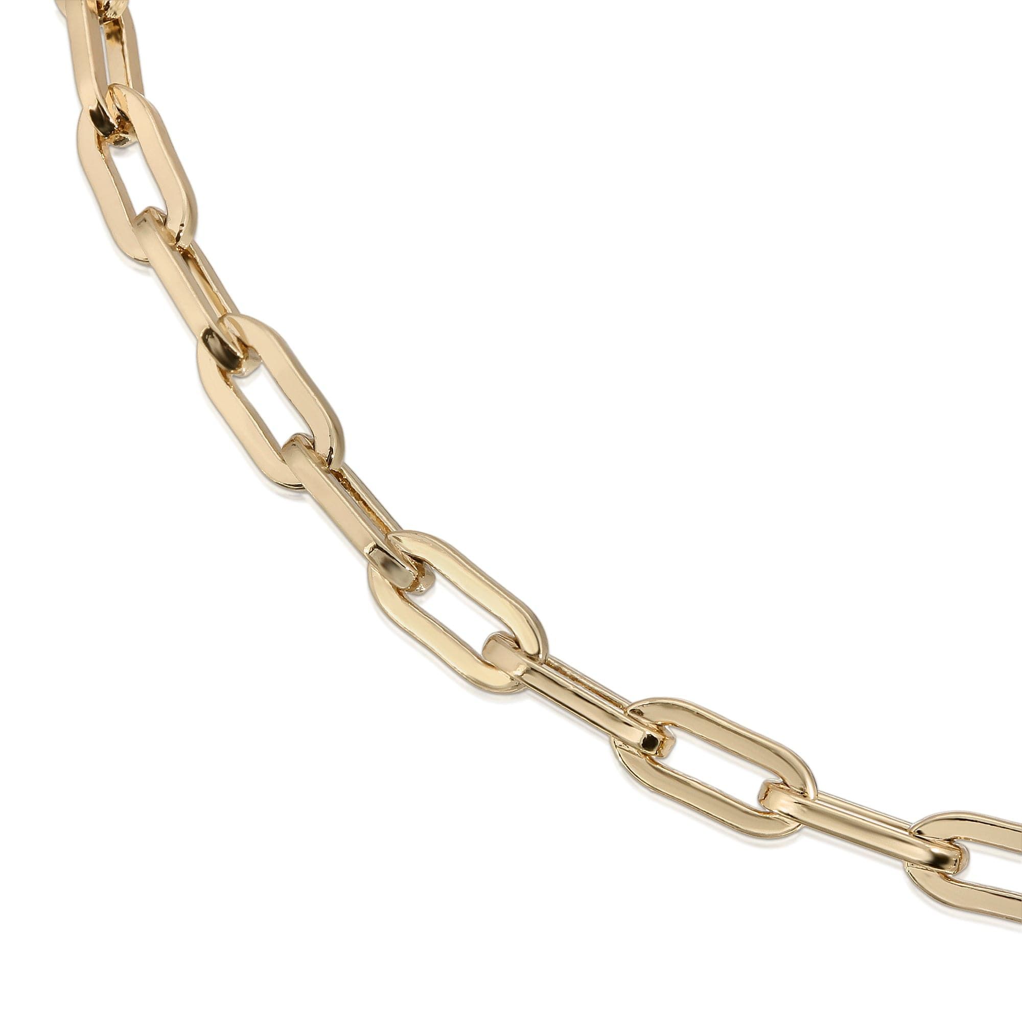 Gold chain link necklace shown on a Medium Link Chain Bracelet product scene