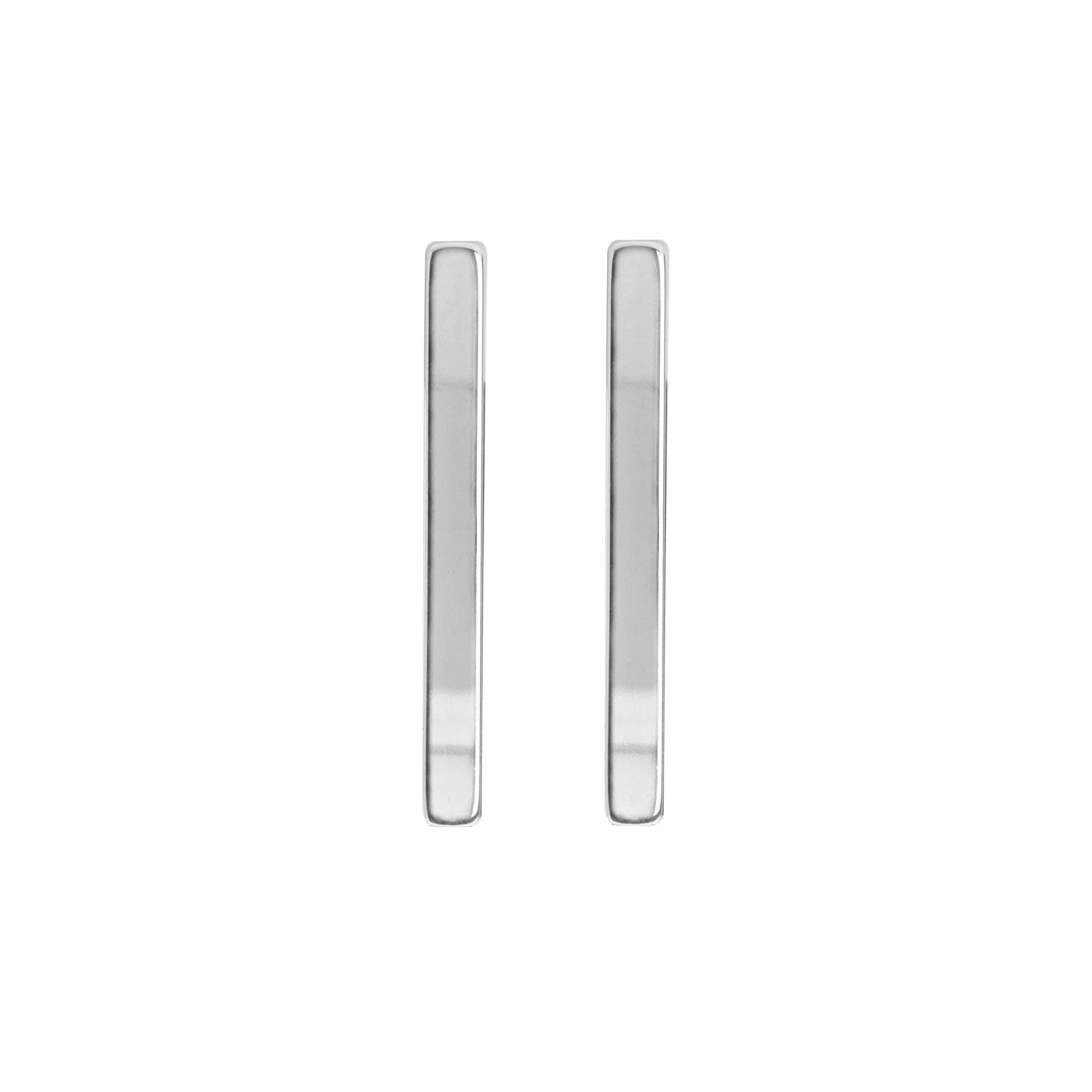 Medium Stick Earrings with Two Silver Rectangular Hoop Earrings look fresh and stylish
