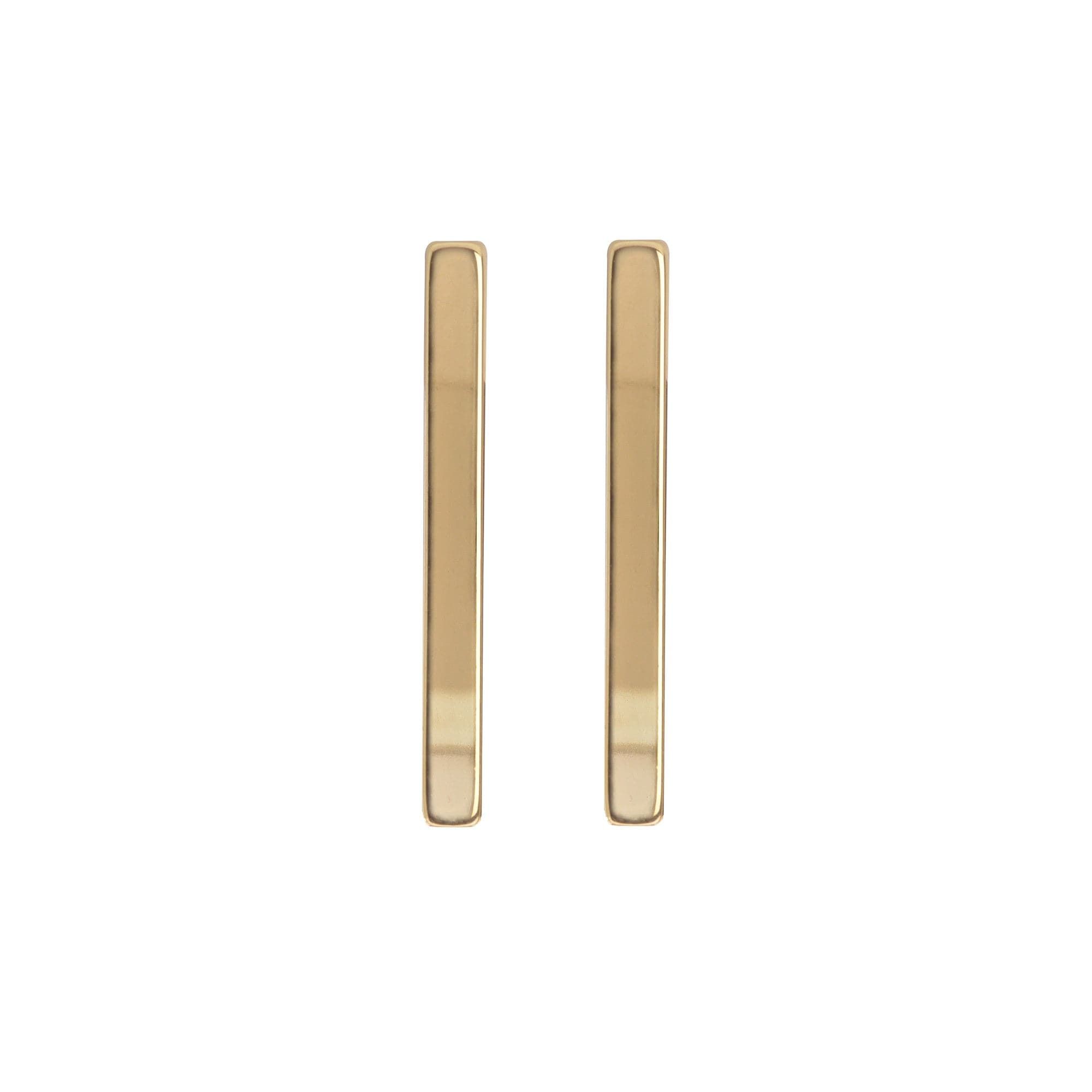 Medium Stick Earrings featuring shiny gold bar earrings, perfect for a stylish look
