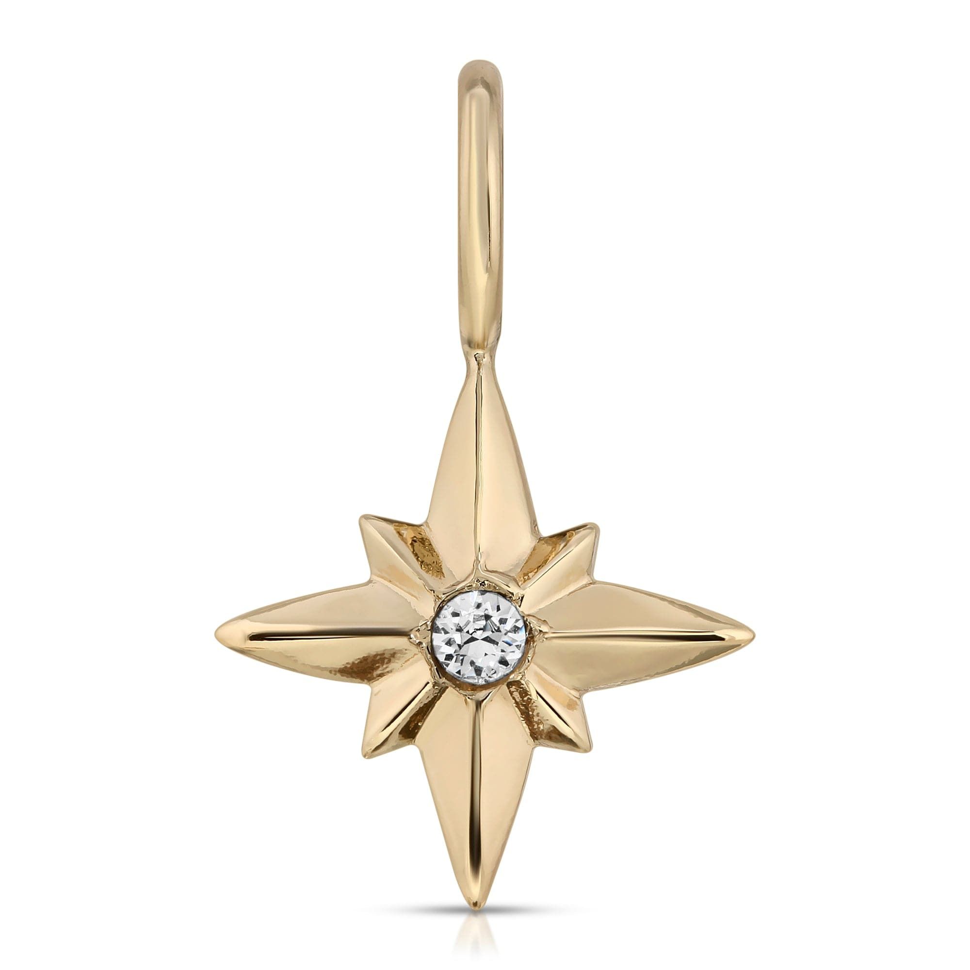 North Charm Gold starburst pendant with a shiny central gemstone for a cool look
