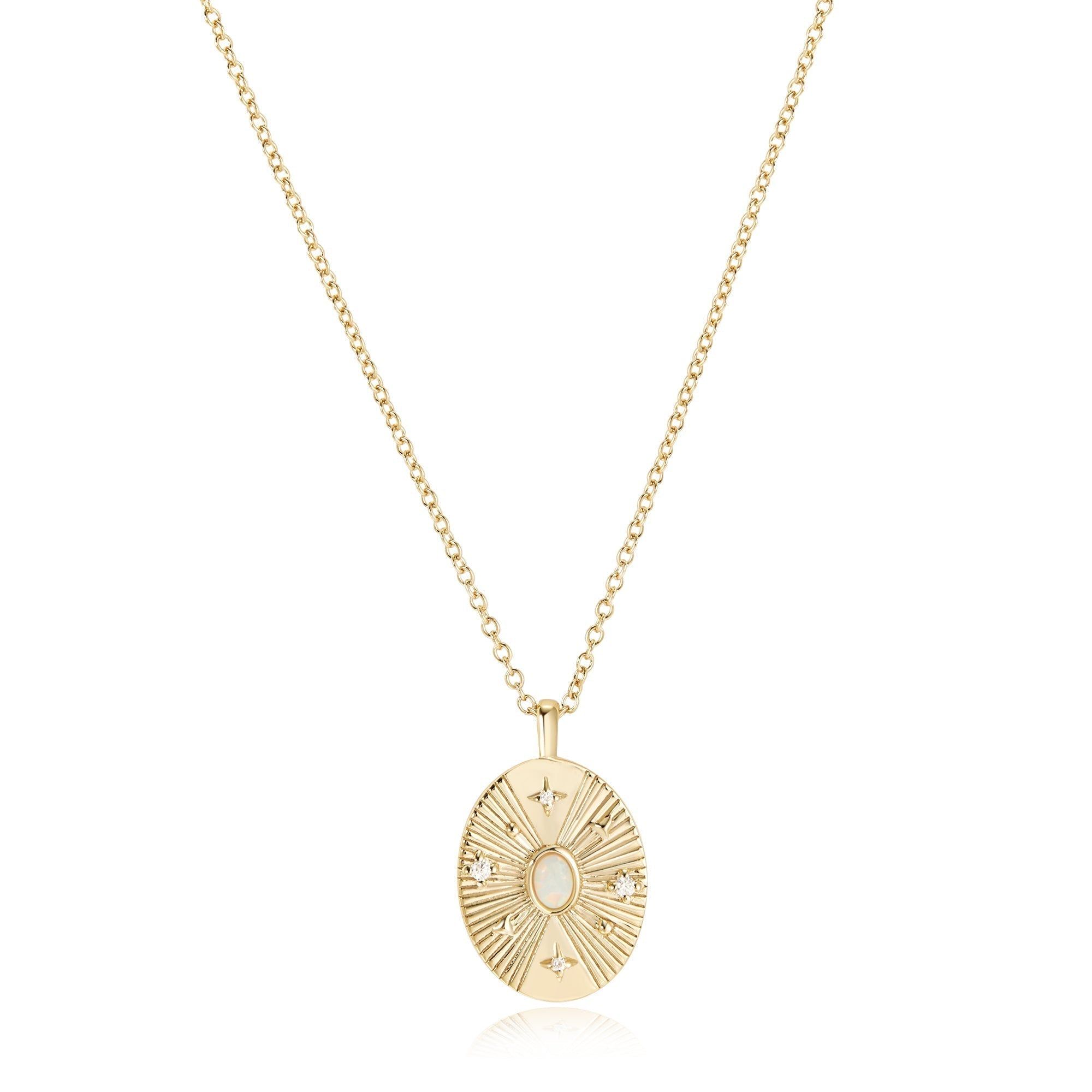 Opulent Opal & CZ Necklace - 14k Gold Plated Sterling Silver