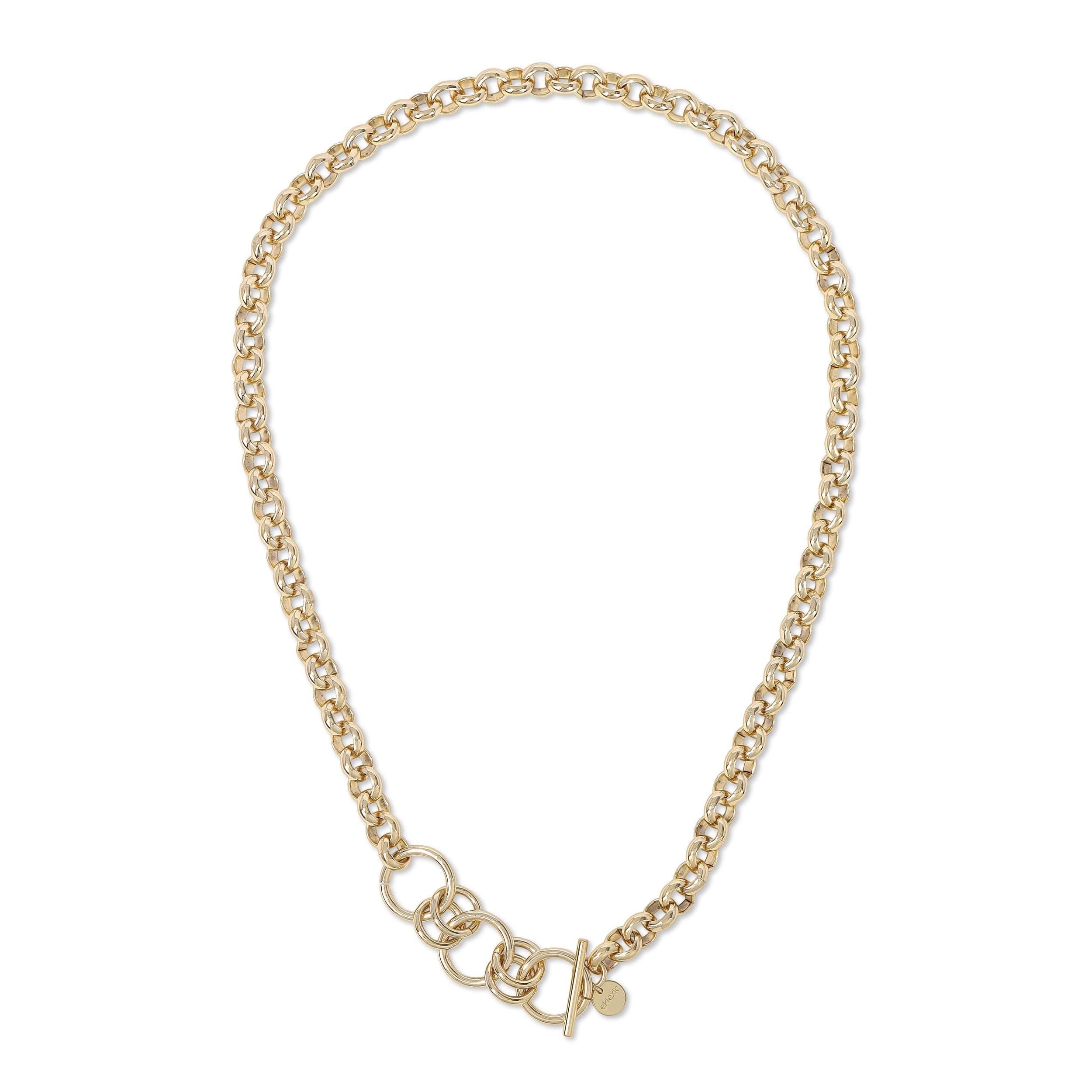 Gold-toned chain necklace with circular links from Royal Toggle Convertable Lariat Necklace